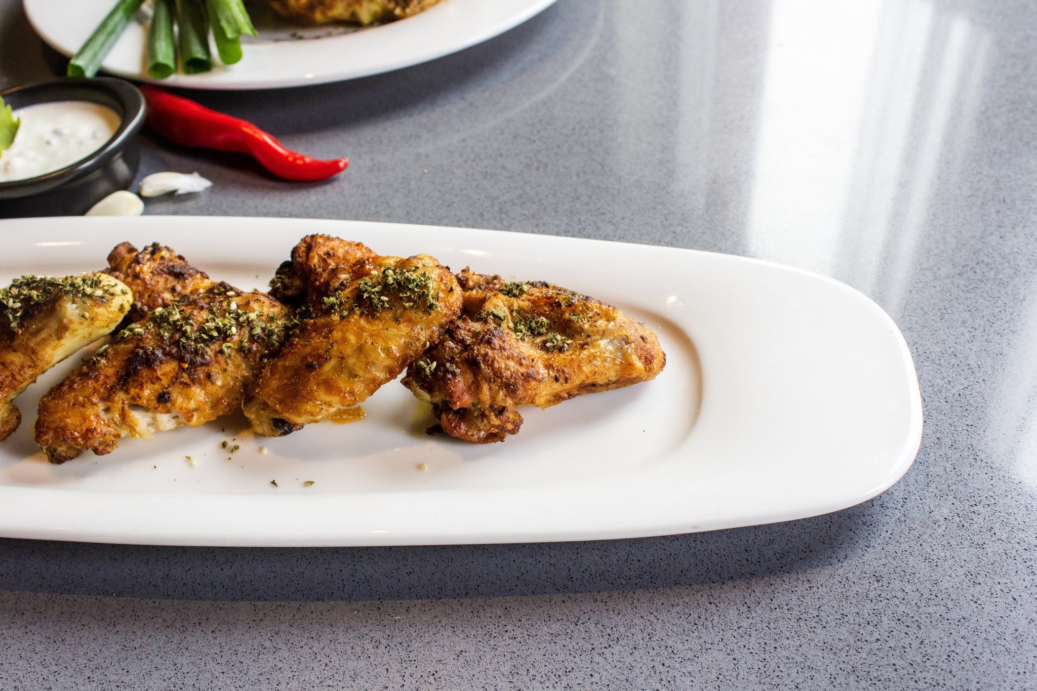 Garlic Parmesan Chicken Wings with Basil Pesto - THOR Kitchen, Inc.