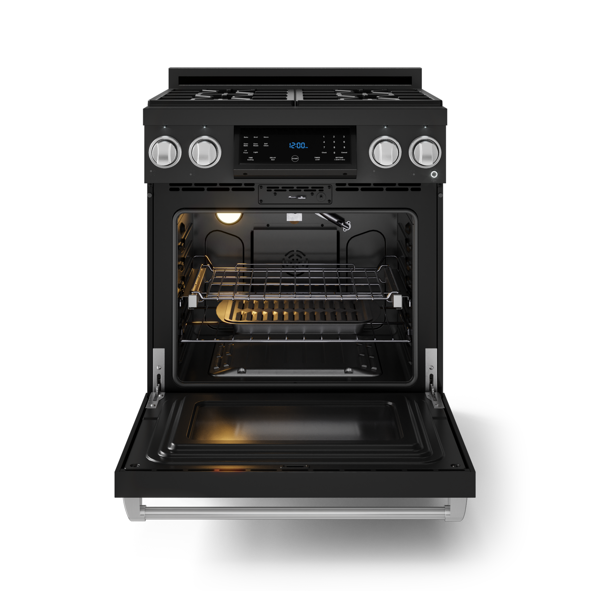 30 Inch Professional LP Range with Tilt Panel Touch Control in Matte Black/Stainless Steel | Gordon Ramsay Series