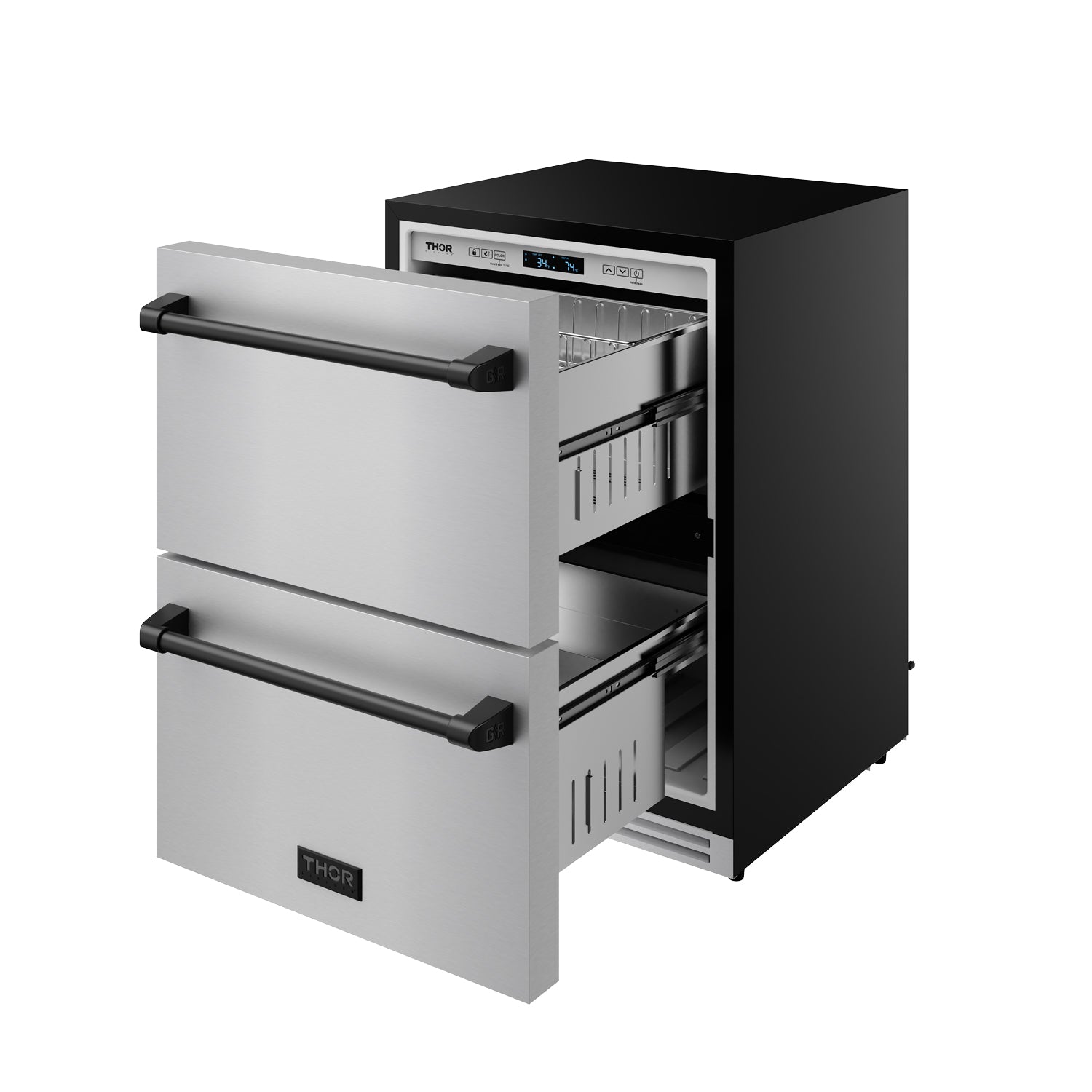 24" Undercounter Built-In or Freestanding Drawer Refrigerator – Stainless Steel/Black | Gordon Ramsay Series