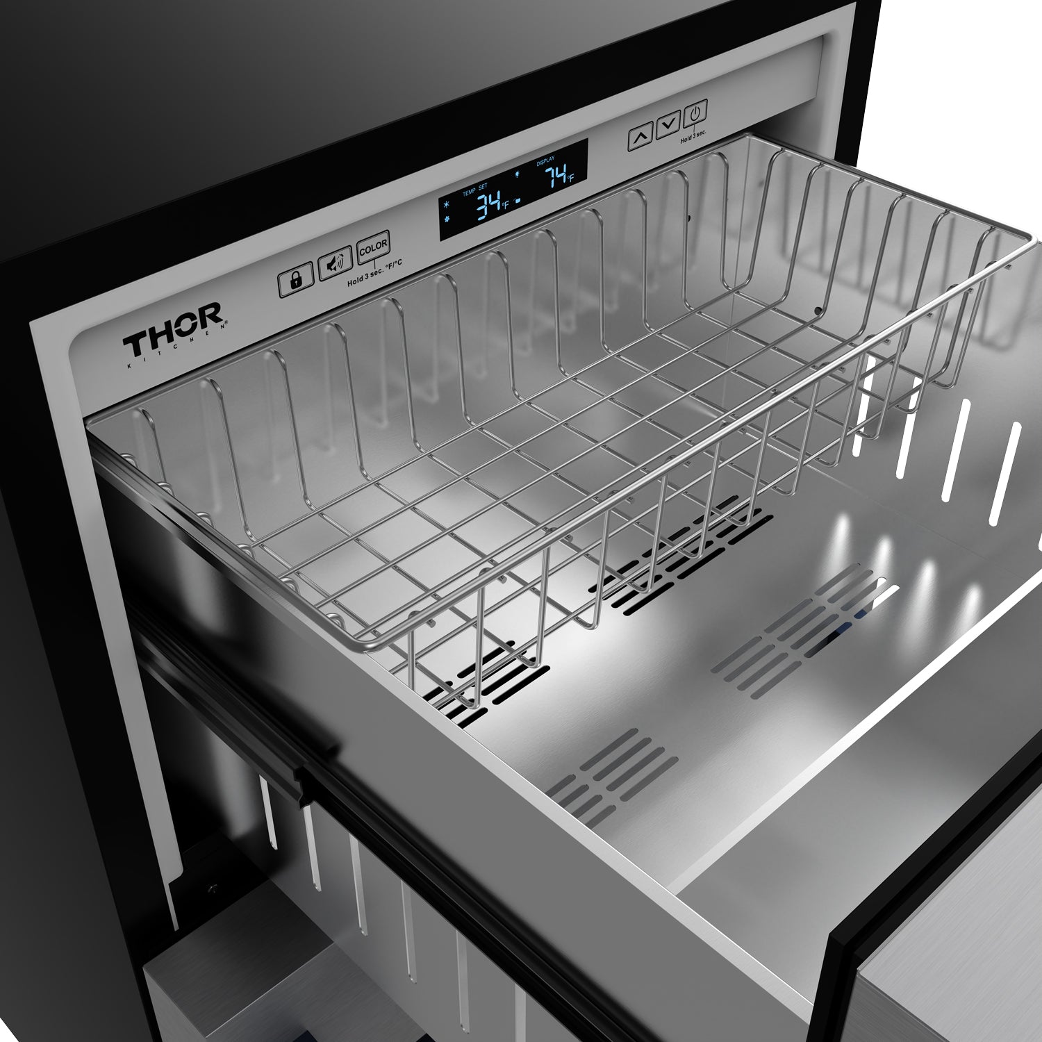 24" Undercounter Built-In or Freestanding Drawer Refrigerator – Stainless Steel/Blue | Gordon Ramsay Series