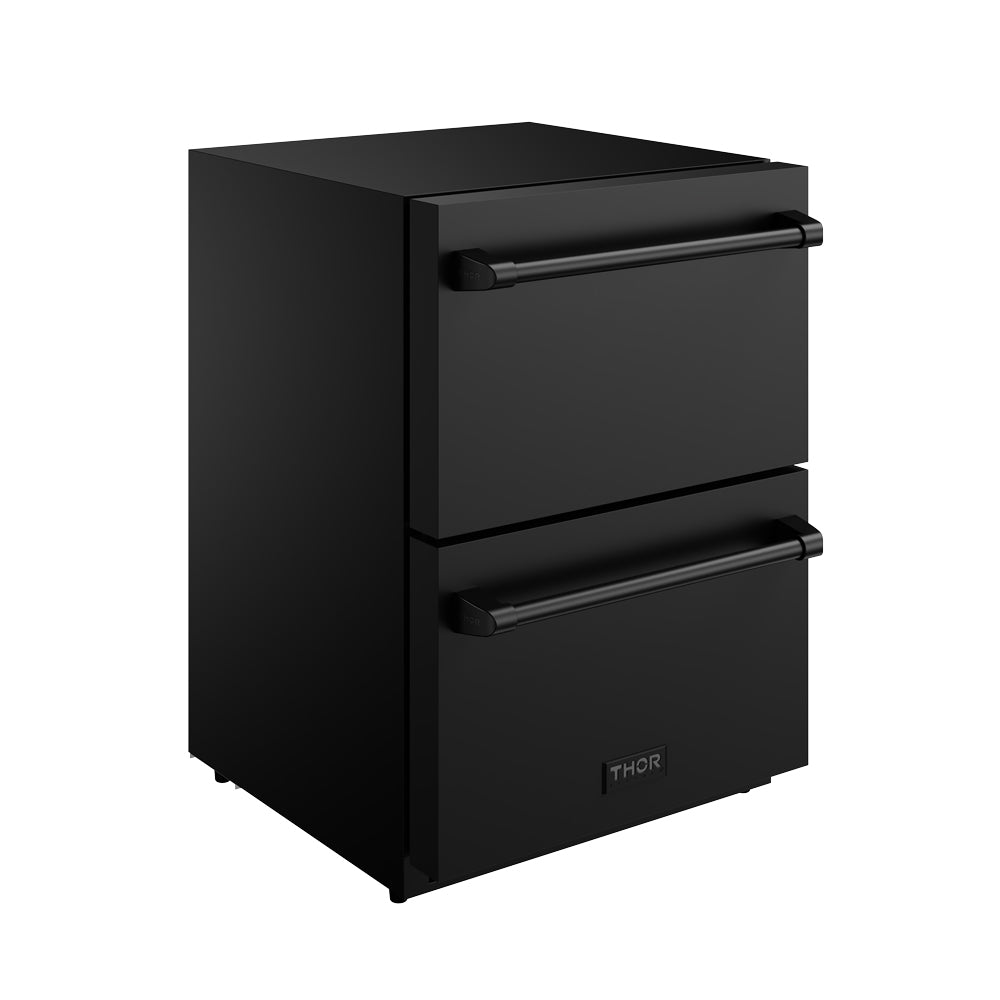 24" Undercounter Built-In or Freestanding Drawer Refrigerator – Black | Gordon Ramsay Series