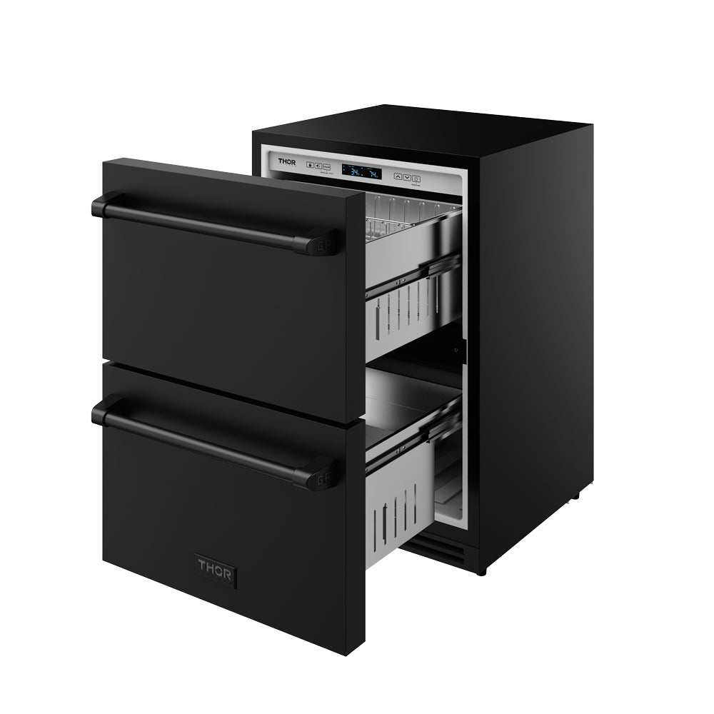 24" Undercounter Built-In or Freestanding Drawer Refrigerator – Black | Gordon Ramsay Series