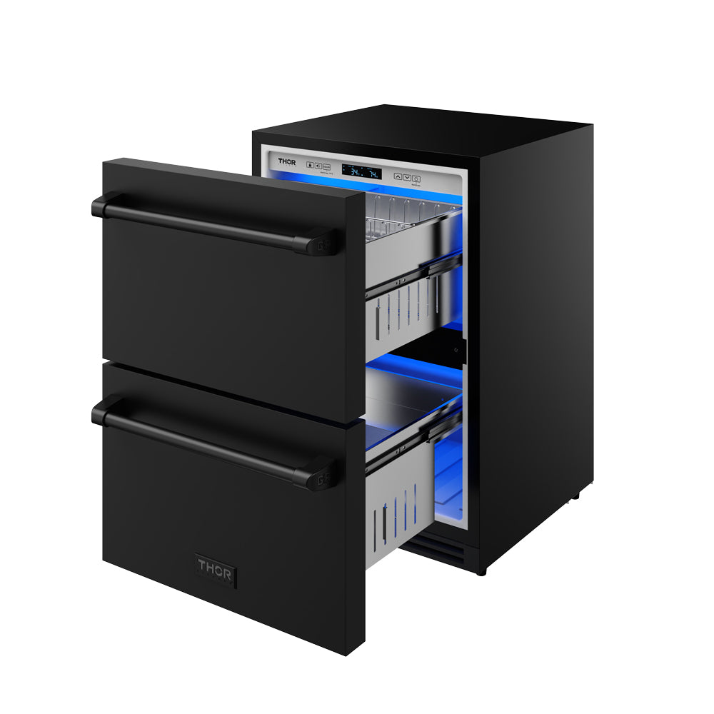 24" Undercounter Built-In or Freestanding Drawer Refrigerator – Black | Gordon Ramsay Series