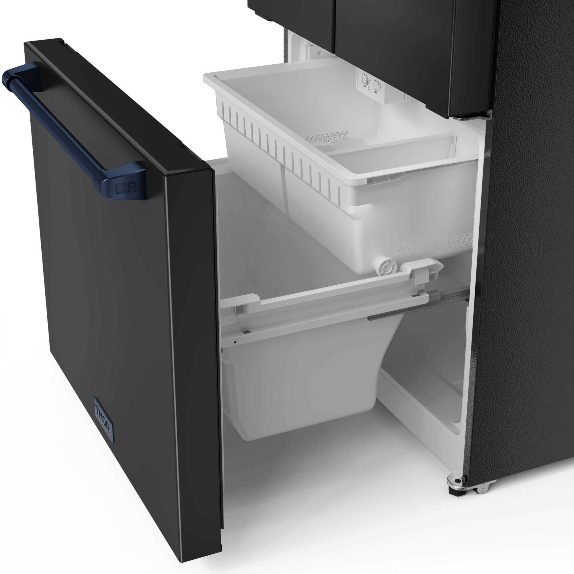 30 Inch 17.5 cu ft French Door Counter Depth Refrigerator with Ice Maker in Black/Navy Blue | Gordon Ramsay Series