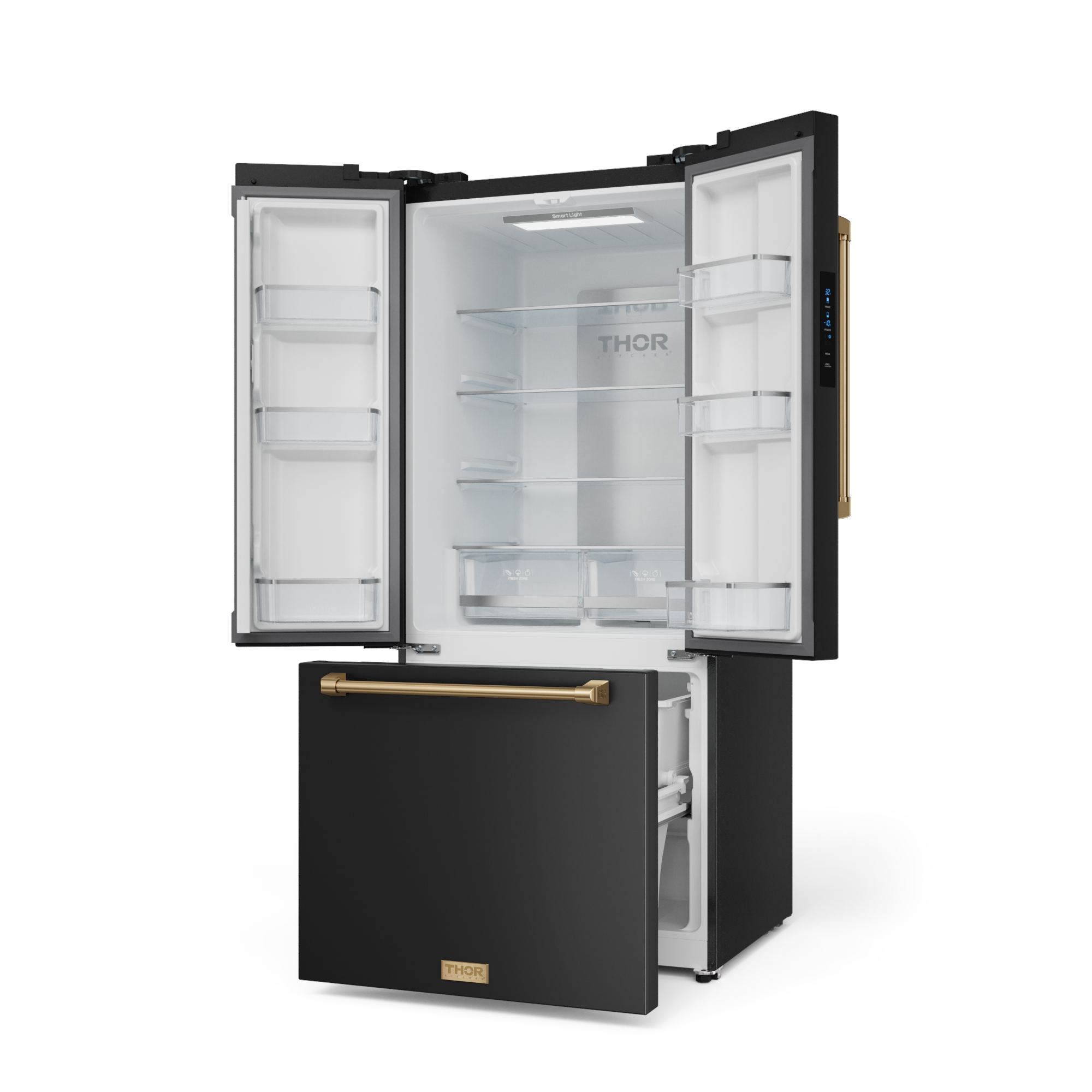 30 Inch 17.5 cu ft French Door Counter Depth Refrigerator with Ice Maker in Black/Bronze | Gordon Ramsay Series