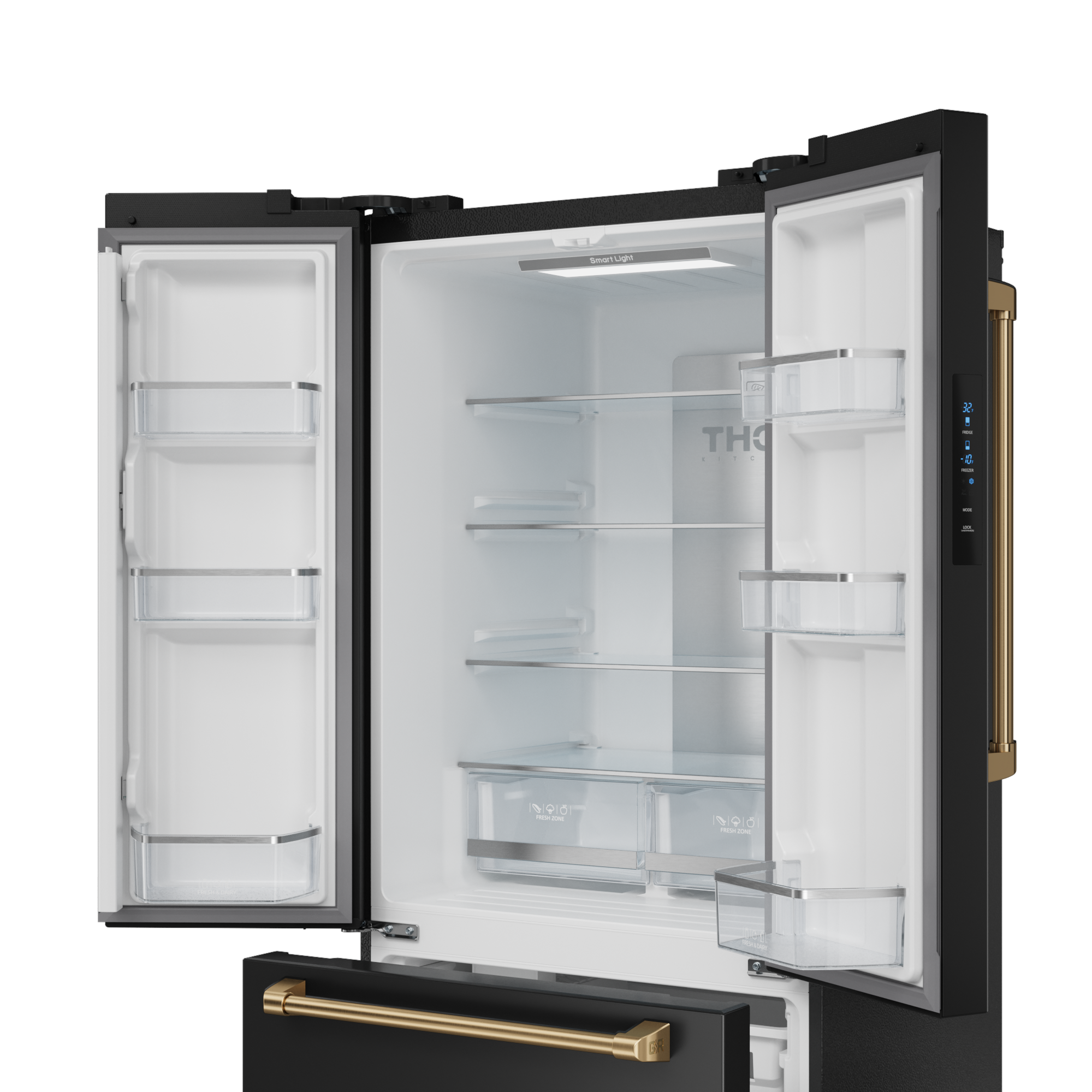 30 Inch 17.5 cu ft French Door Counter Depth Refrigerator with Ice Maker in Black/Bronze | Gordon Ramsay Series