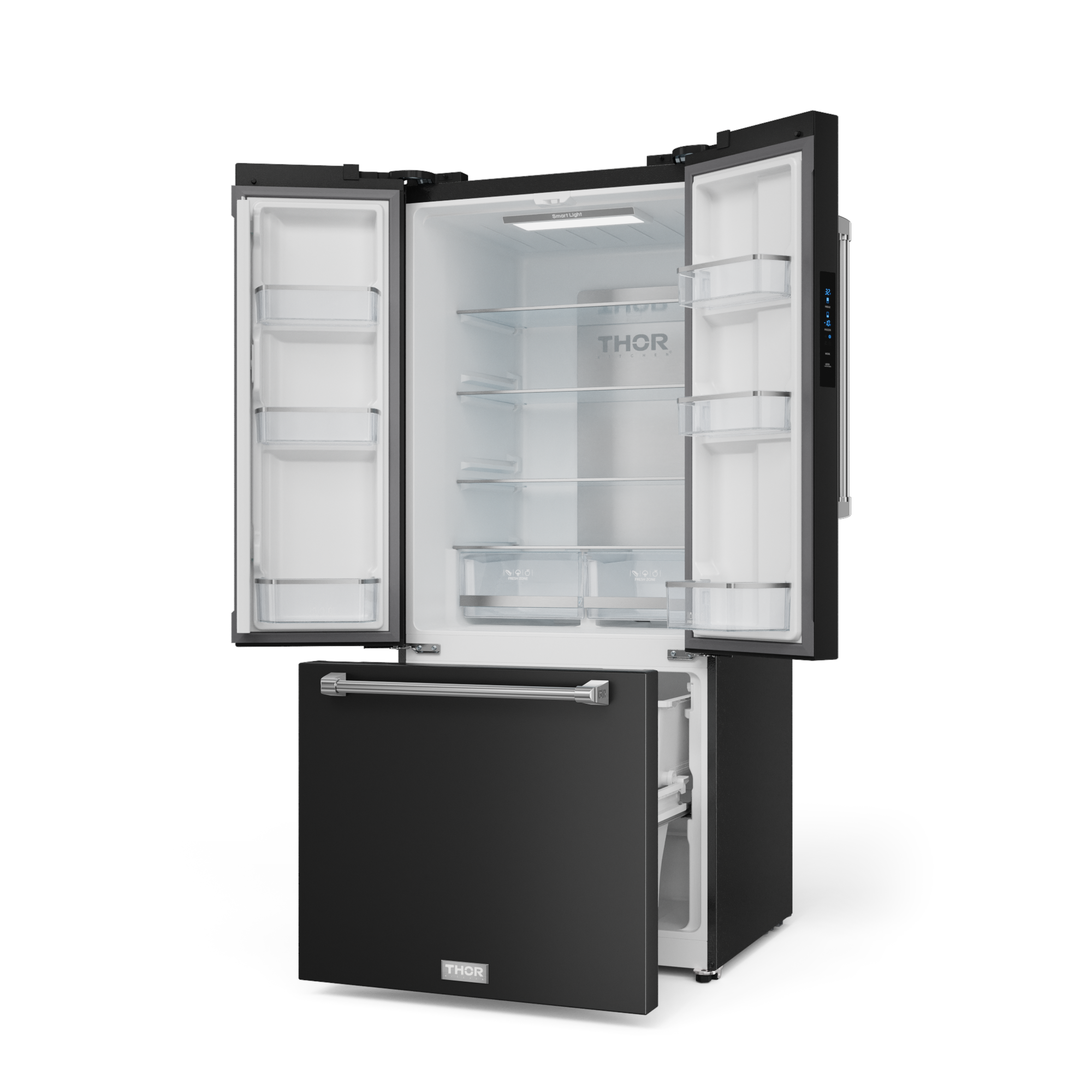 30 Inch 17.5 cu ft French Door Counter Depth Refrigerator with Ice Maker in Black/Stainless Steel | Gordon Ramsay Series