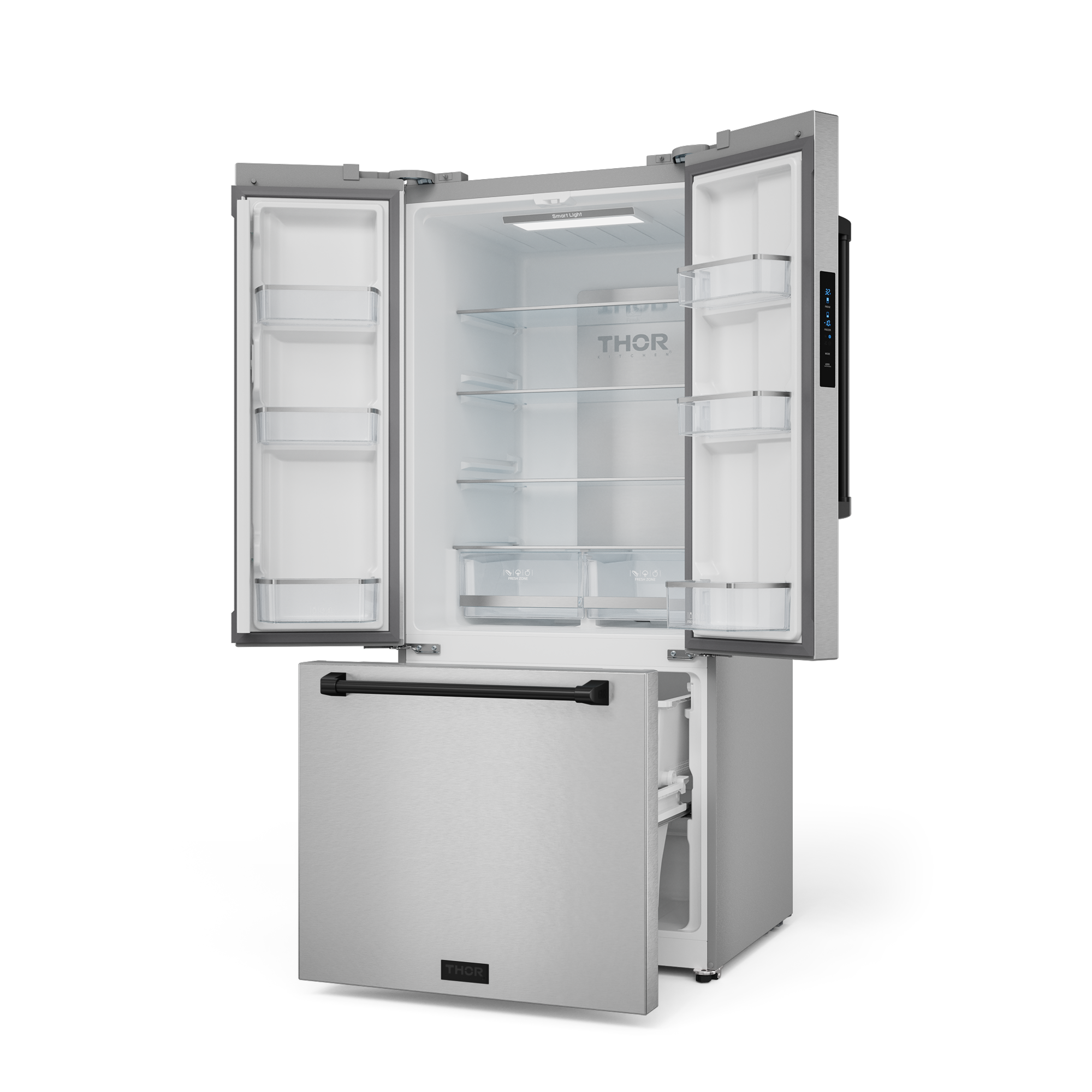 30 Inch 17.5 cu ft French Door Counter Depth Refrigerator with Ice Maker in Stainless Steel/Black | Gordon Ramsay Series