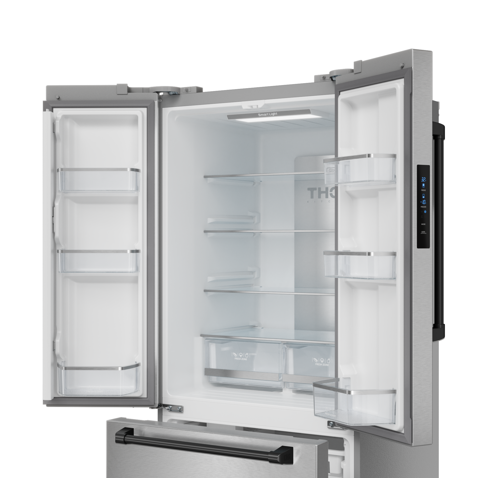 30 Inch 17.5 cu ft French Door Counter Depth Refrigerator with Ice Maker in Stainless Steel/Black | Gordon Ramsay Series