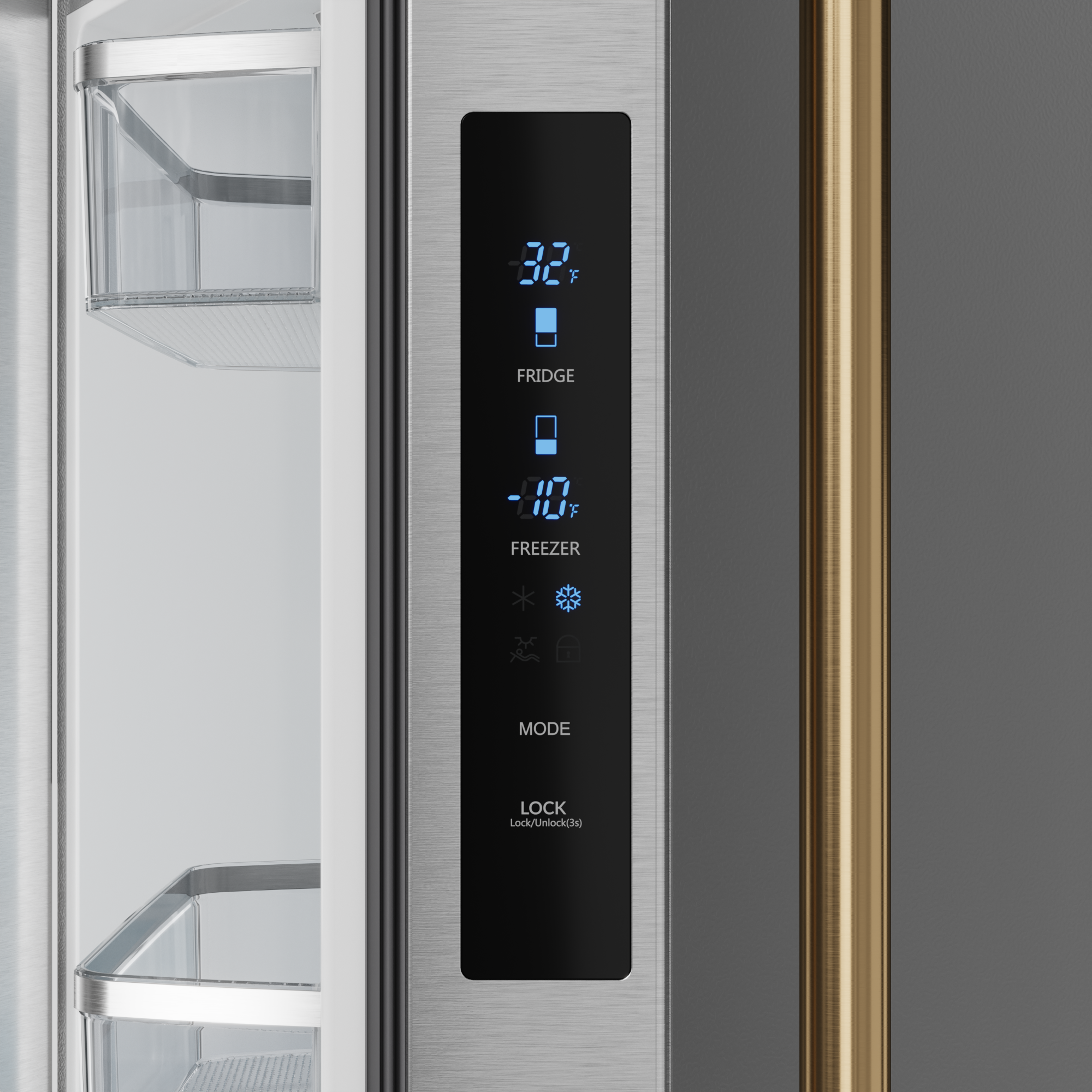 30 Inch 17.5 cu ft French Door Counter Depth Refrigerator with Ice Maker in Stainless Steel/Bronze | Gordon Ramsay Series