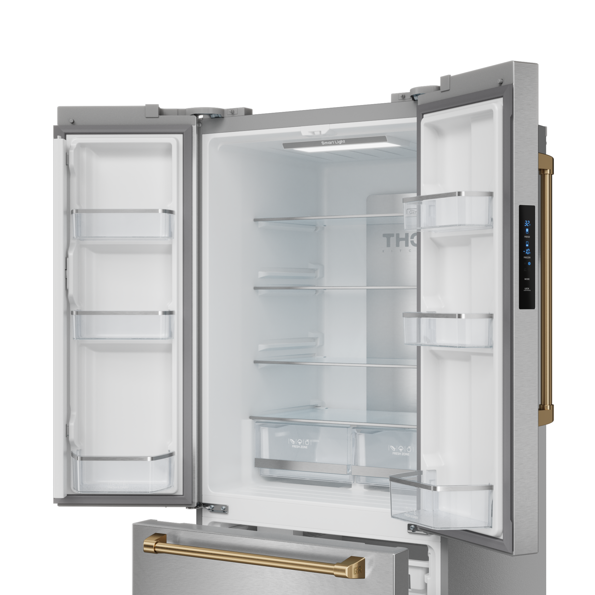 30 Inch 17.5 cu ft French Door Counter Depth Refrigerator with Ice Maker in Stainless Steel/Bronze | Gordon Ramsay Series