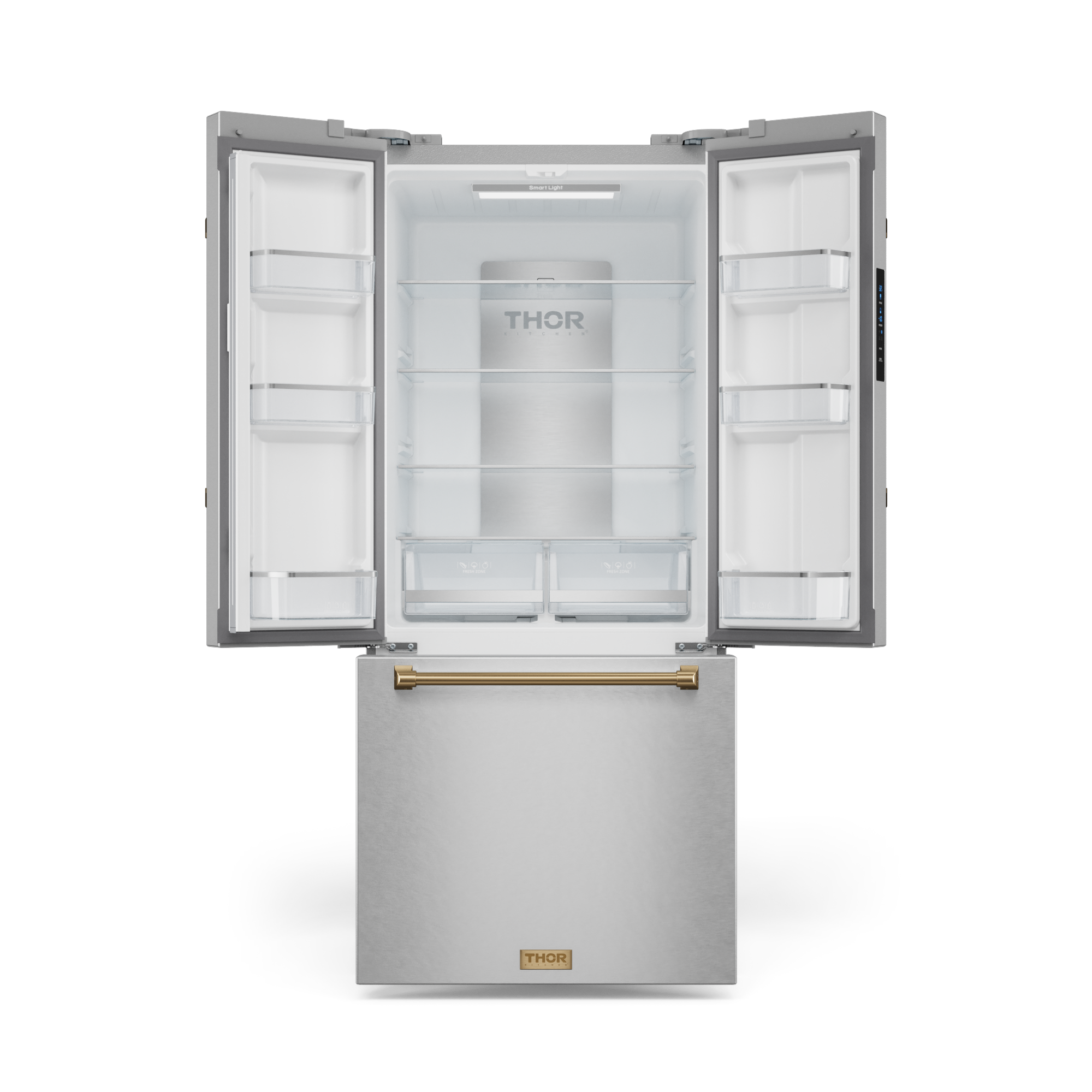 30 Inch 17.5 cu ft French Door Counter Depth Refrigerator with Ice Maker in Stainless Steel/Bronze | Gordon Ramsay Series
