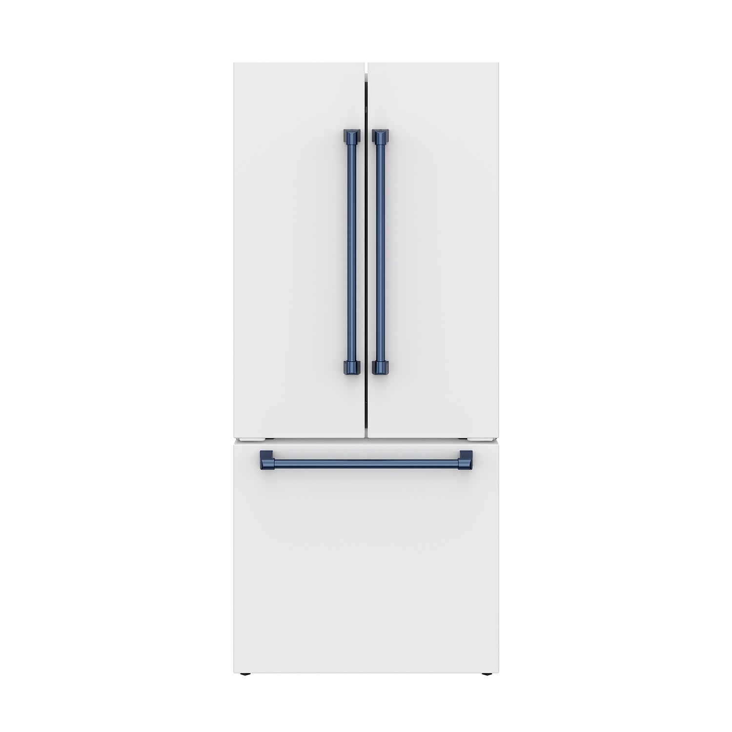 30 Inch French Door Counter Depth Refrigerator with Ice Maker – White/Blue | Gordon Ramsay Series