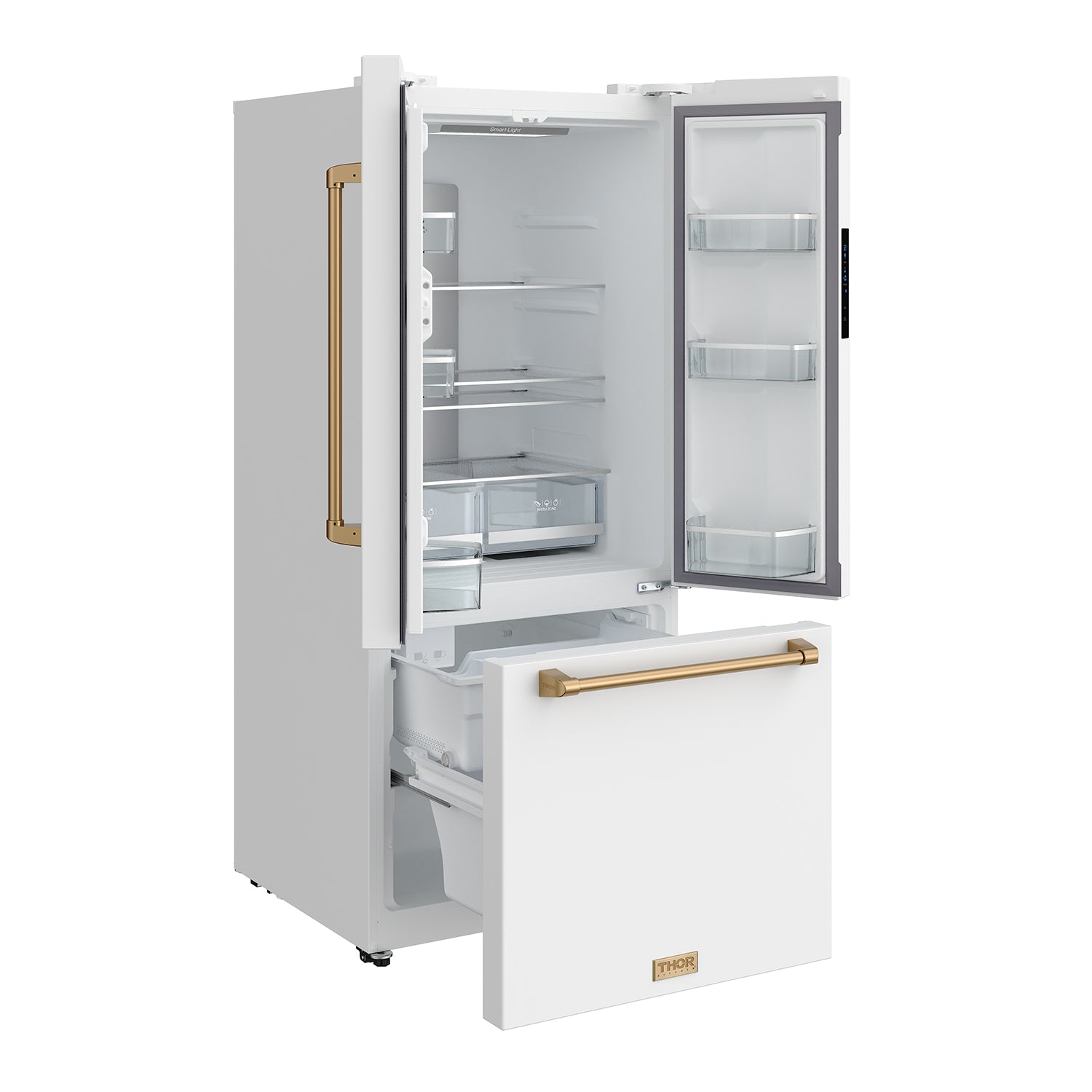 30 Inch French Door Counter Depth Refrigerator with Ice Maker – White/Bronze | Gordon Ramsay Series