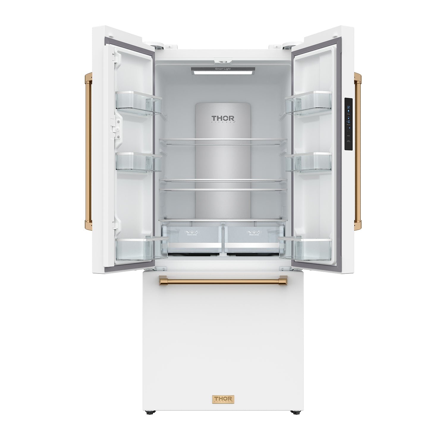 30 Inch French Door Counter Depth Refrigerator with Ice Maker – White/Bronze | Gordon Ramsay Series