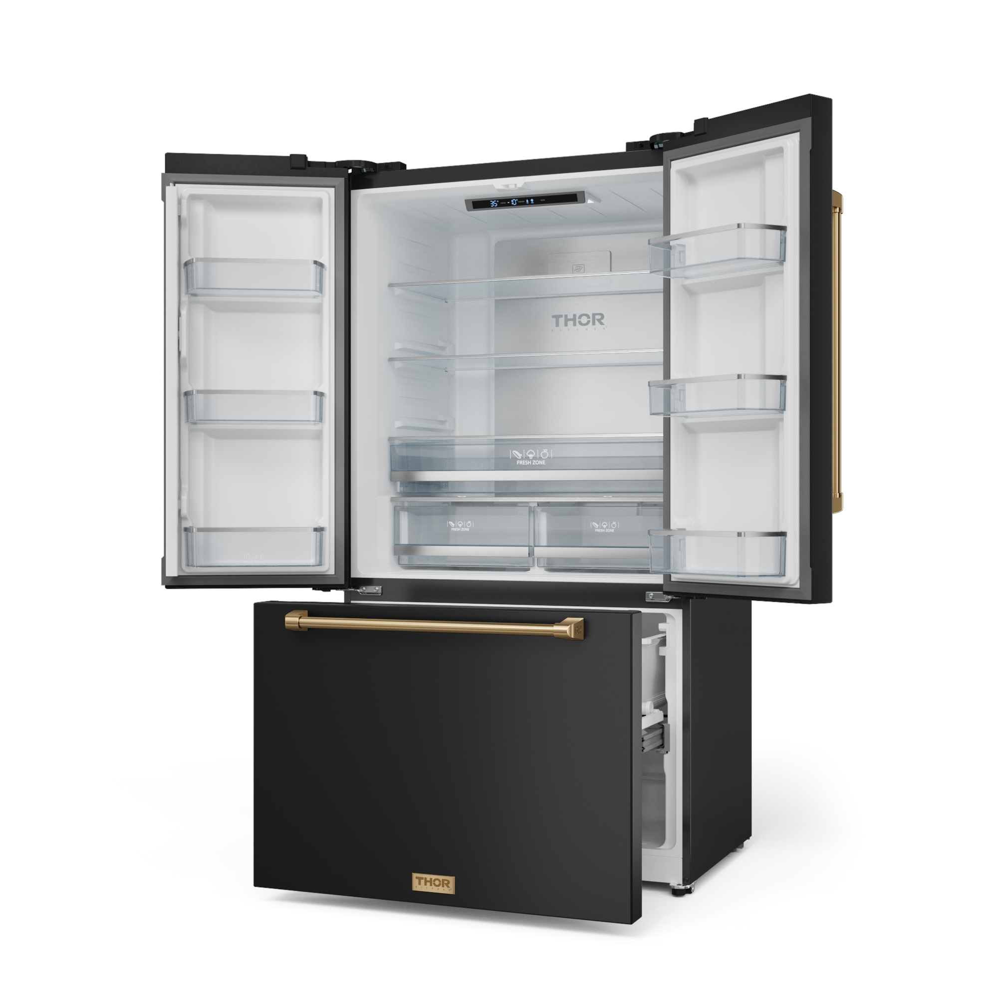 36 Inch 20.3 cu ft French Door Counter Depth Refrigerator with Ice Maker in Black/Bronze | Gordon Ramsay Series