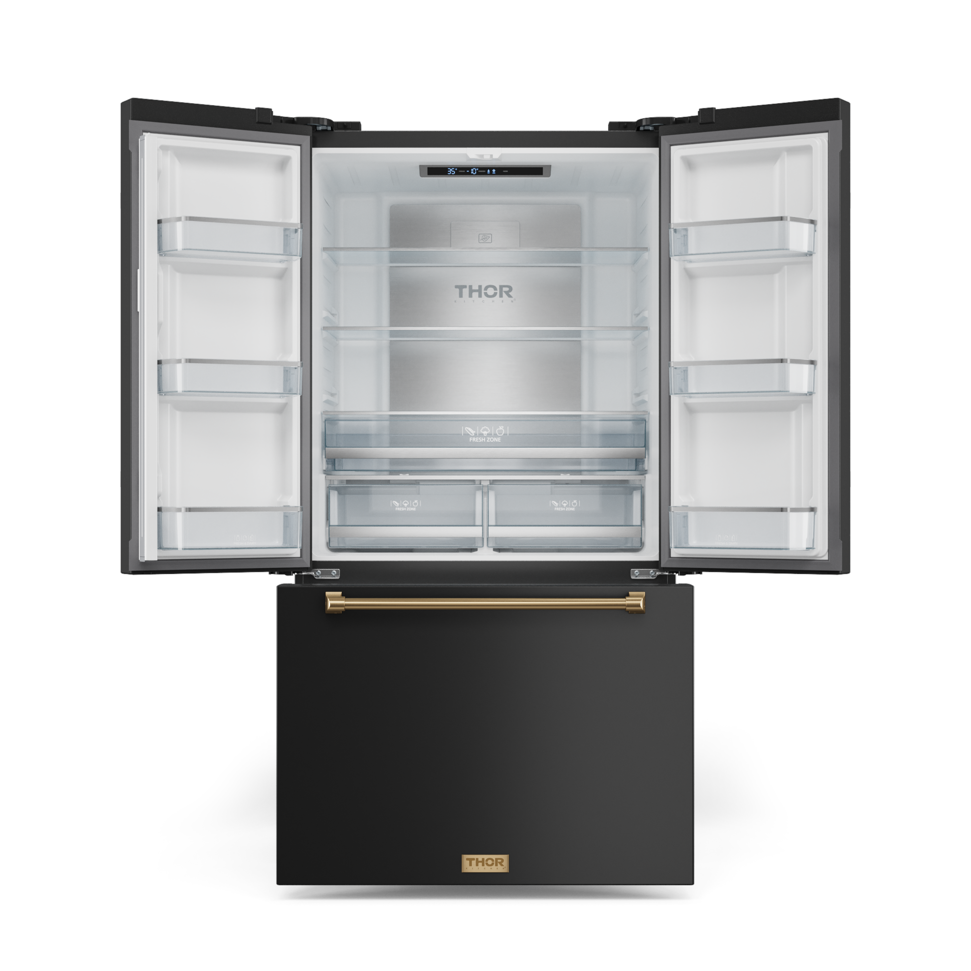 36 Inch 20.3 cu ft French Door Counter Depth Refrigerator with Ice Maker in Black/Bronze | Gordon Ramsay Series