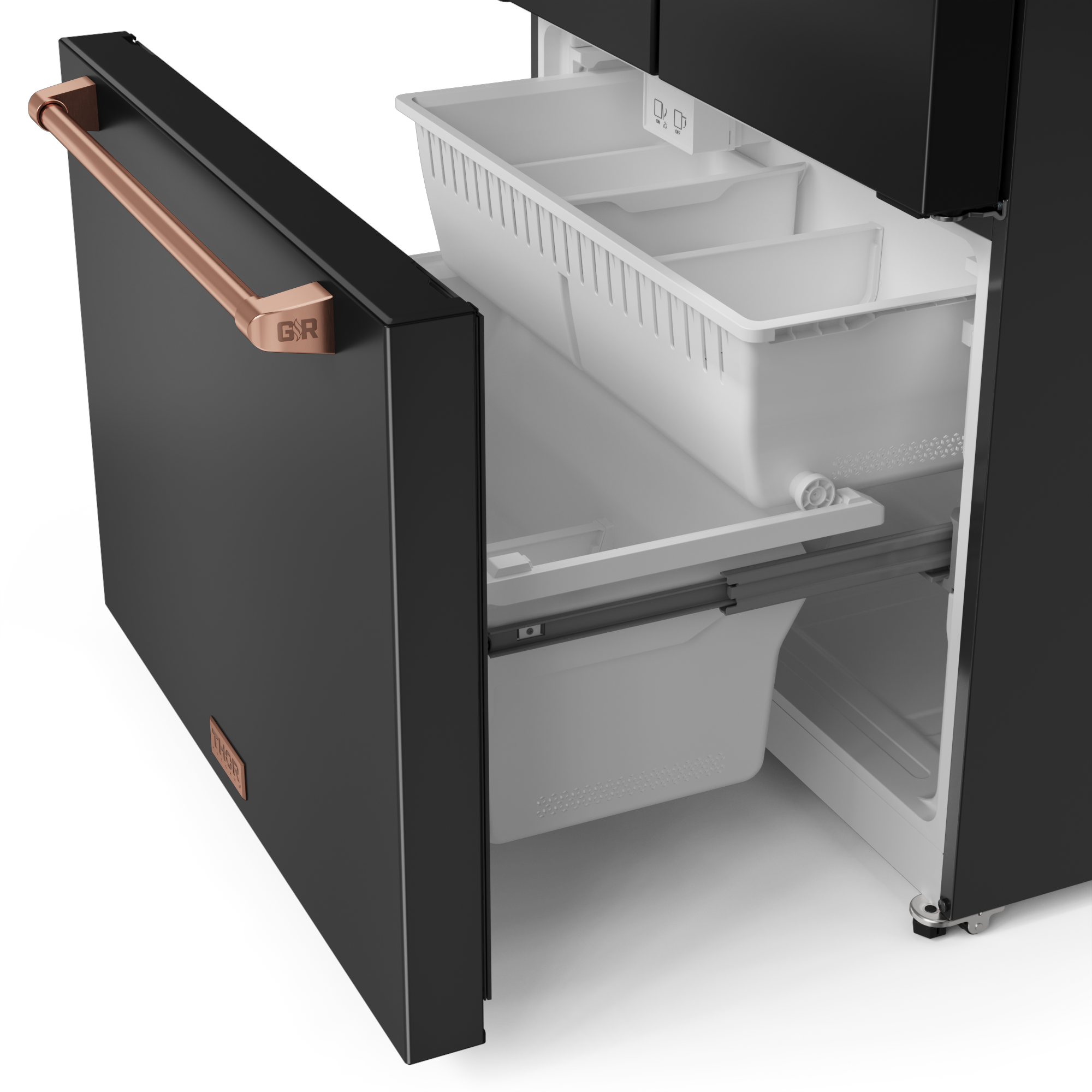 36 Inch 20.3 cu ft French Door Counter Depth Refrigerator with Ice Maker in Black/Rose Gold | Gordon Ramsay Series