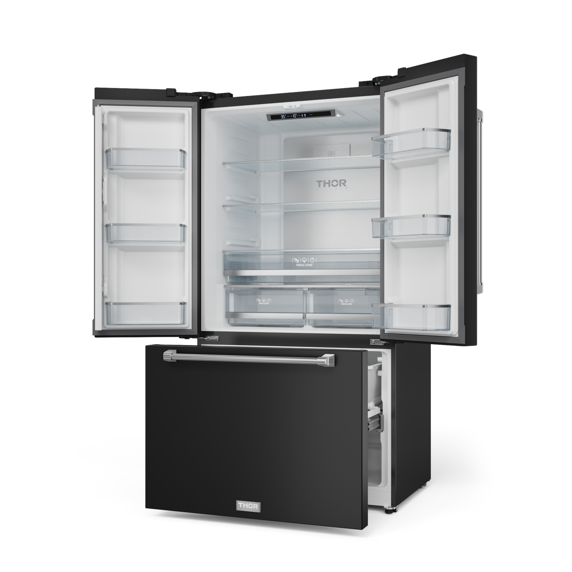 36 Inch 20.3 cu ft French Door Counter Depth Refrigerator with Ice Maker in Black/Stainless Steel | Gordon Ramsay Series