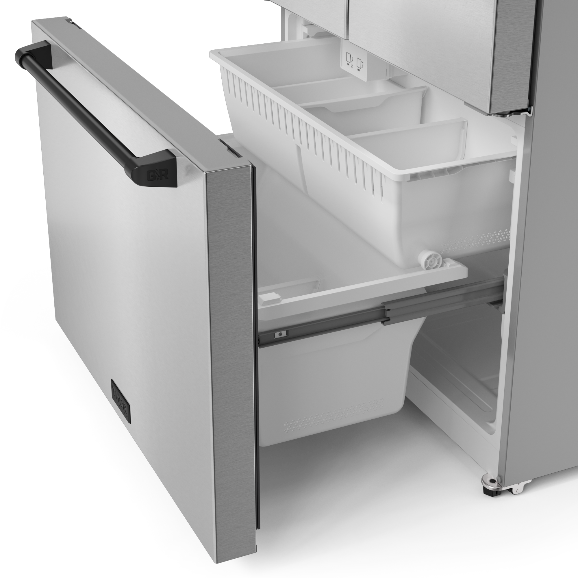 36 Inch 20.3 cu ft French Door Counter Depth Refrigerator with Ice Maker in Stainless Steel/Black | Gordon Ramsay Series