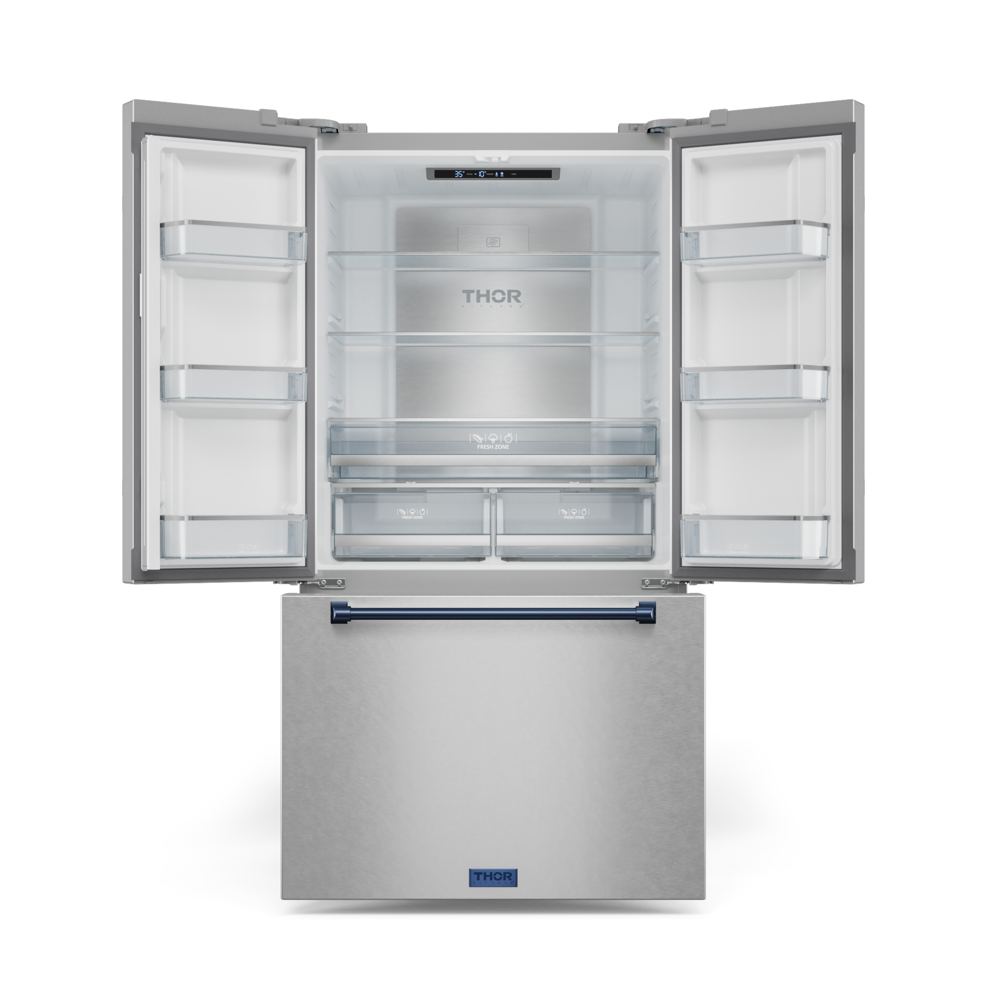 36 Inch 20.3 cu ft French Door Counter Depth Refrigerator with Ice Maker in Stainless Steel/Navy Blue | Gordon Ramsay Series