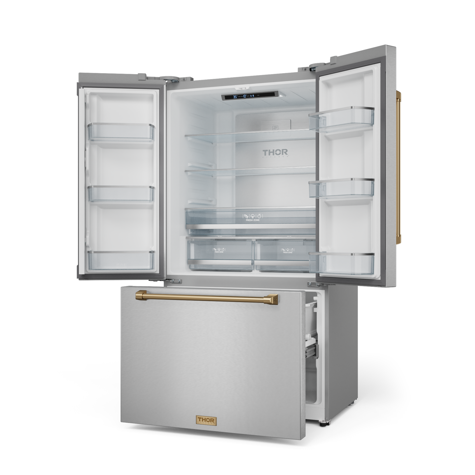 36 Inch 20.3 cu ft French Door Counter Depth Refrigerator with Ice Maker in Stainless Steel/Bronze | Gordon Ramsay Series
