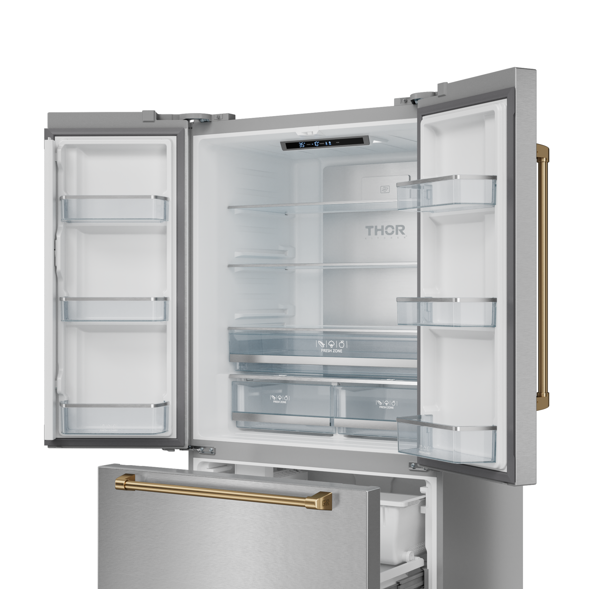 36 Inch 20.3 cu ft French Door Counter Depth Refrigerator with Ice Maker in Stainless Steel/Bronze | Gordon Ramsay Series