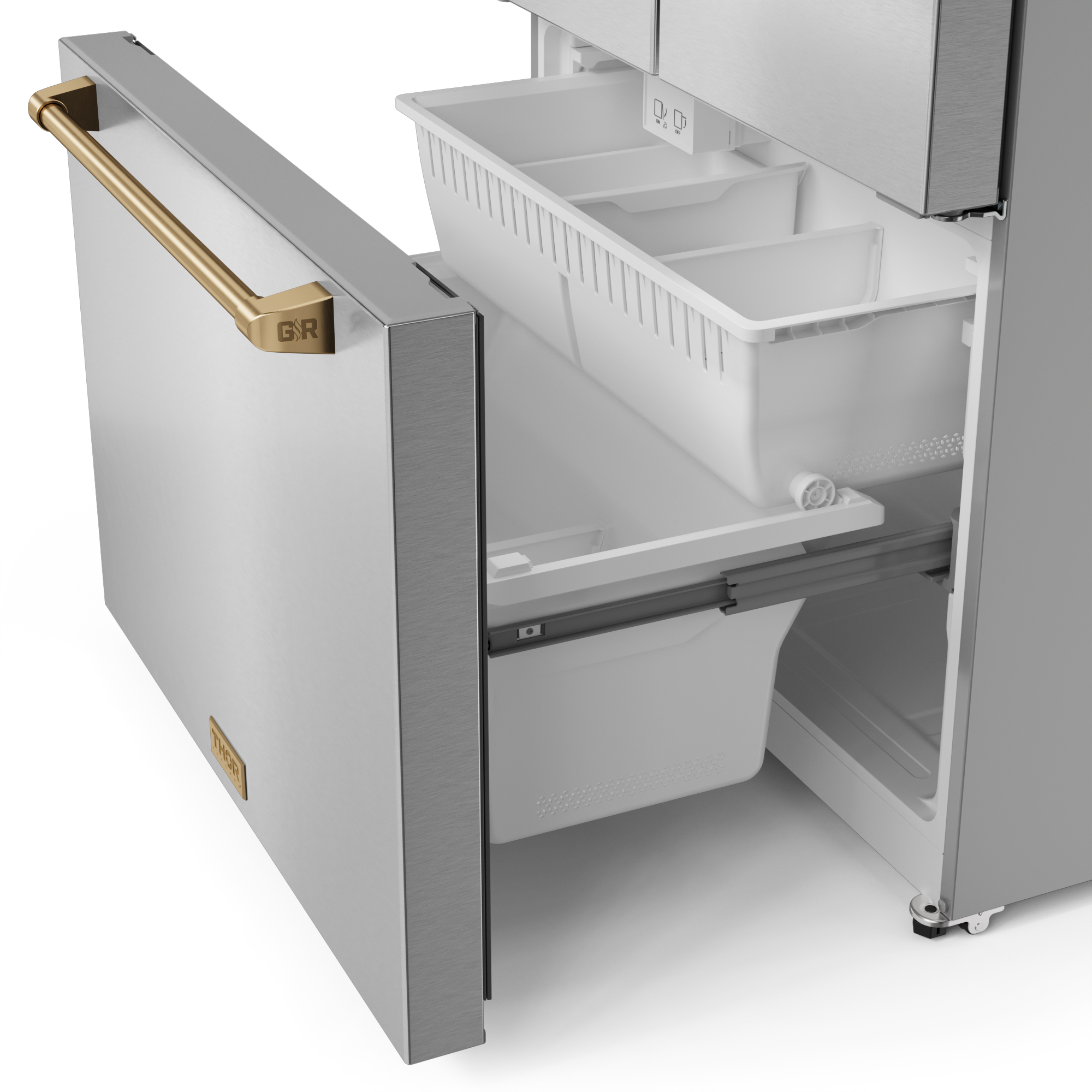 36 Inch 20.3 cu ft French Door Counter Depth Refrigerator with Ice Maker in Stainless Steel/Bronze | Gordon Ramsay Series