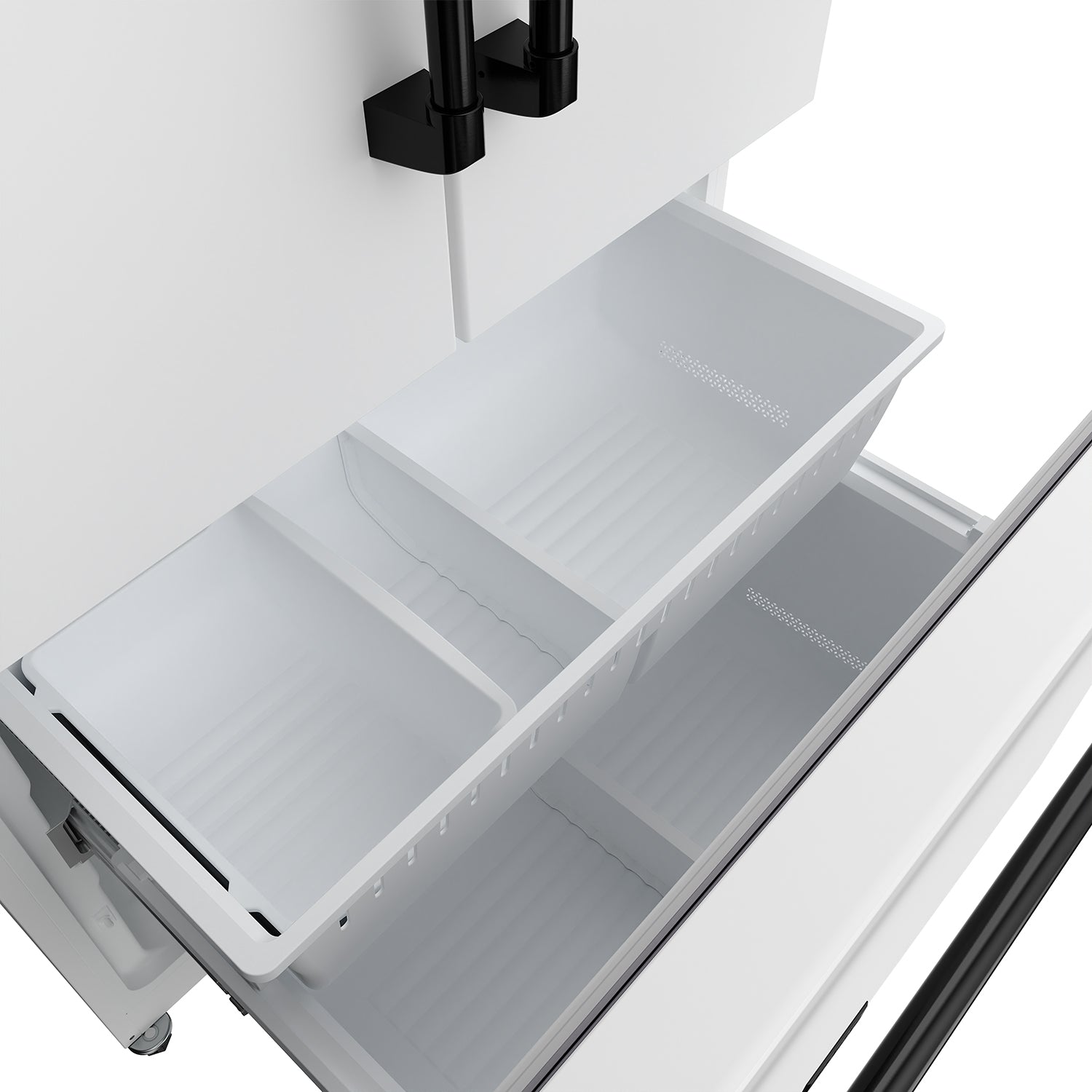 36 Inch French Door Counter Depth Refrigerator with Ice Maker – White/Black | Gordon Ramsay Series