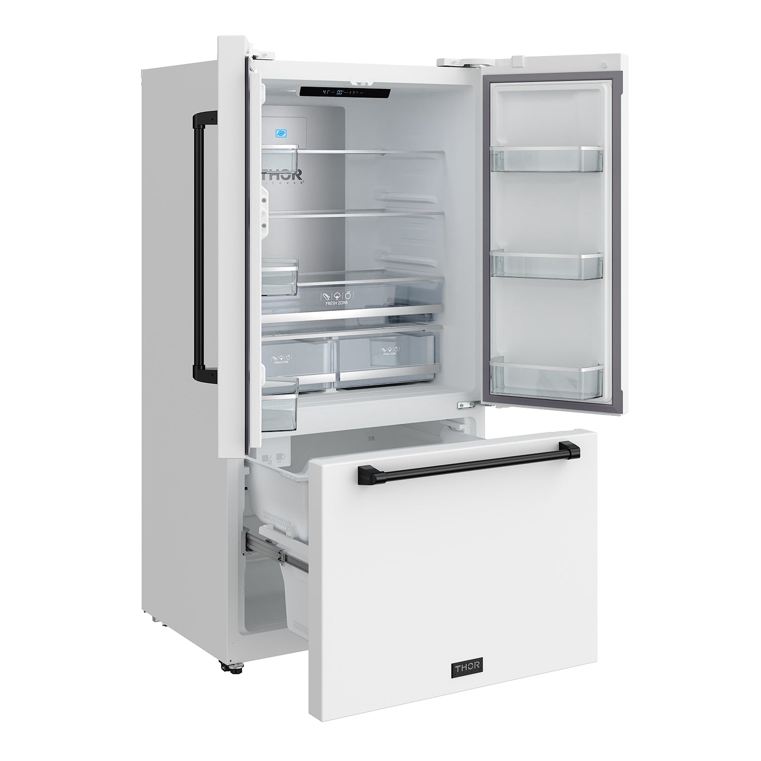 36 Inch French Door Counter Depth Refrigerator with Ice Maker – White/Black | Gordon Ramsay Series