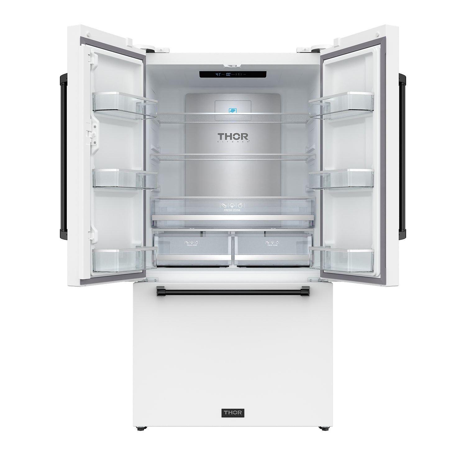 36 Inch French Door Counter Depth Refrigerator with Ice Maker – White/Black | Gordon Ramsay Series