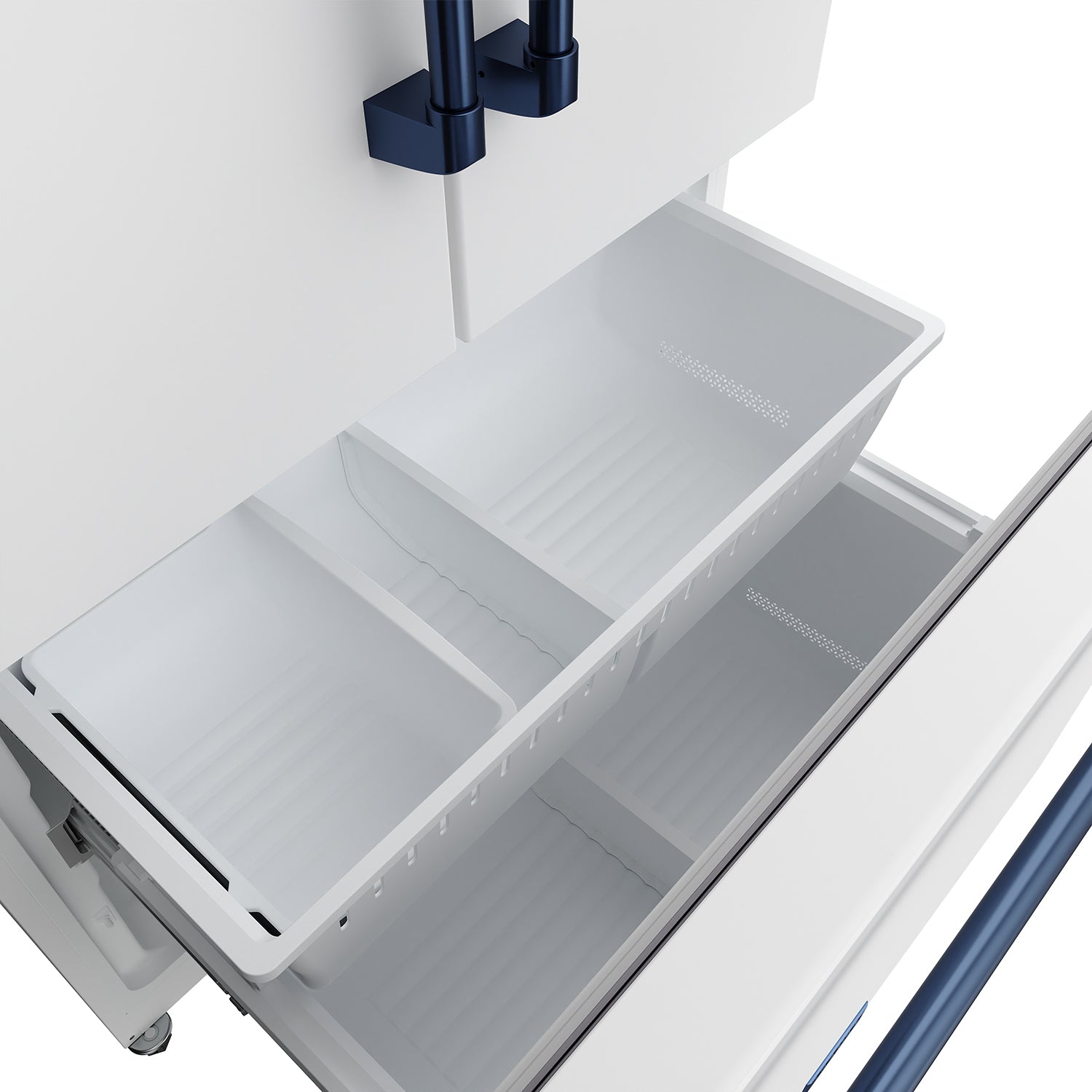 36 Inch French Door Counter Depth Refrigerator with Ice Maker – White/Blue | Gordon Ramsay Series