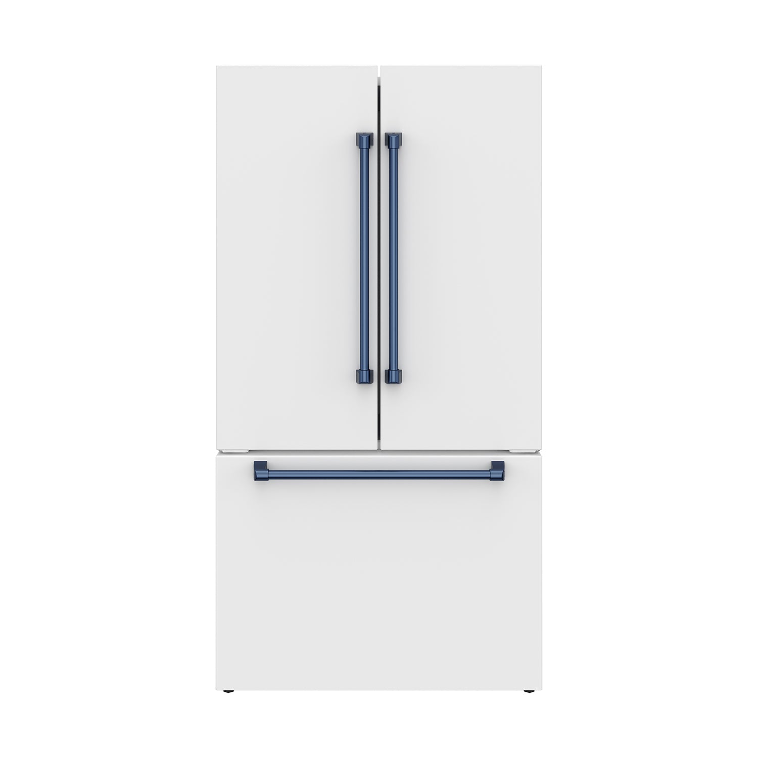 36 Inch French Door Counter Depth Refrigerator with Ice Maker – White/Blue | Gordon Ramsay Series