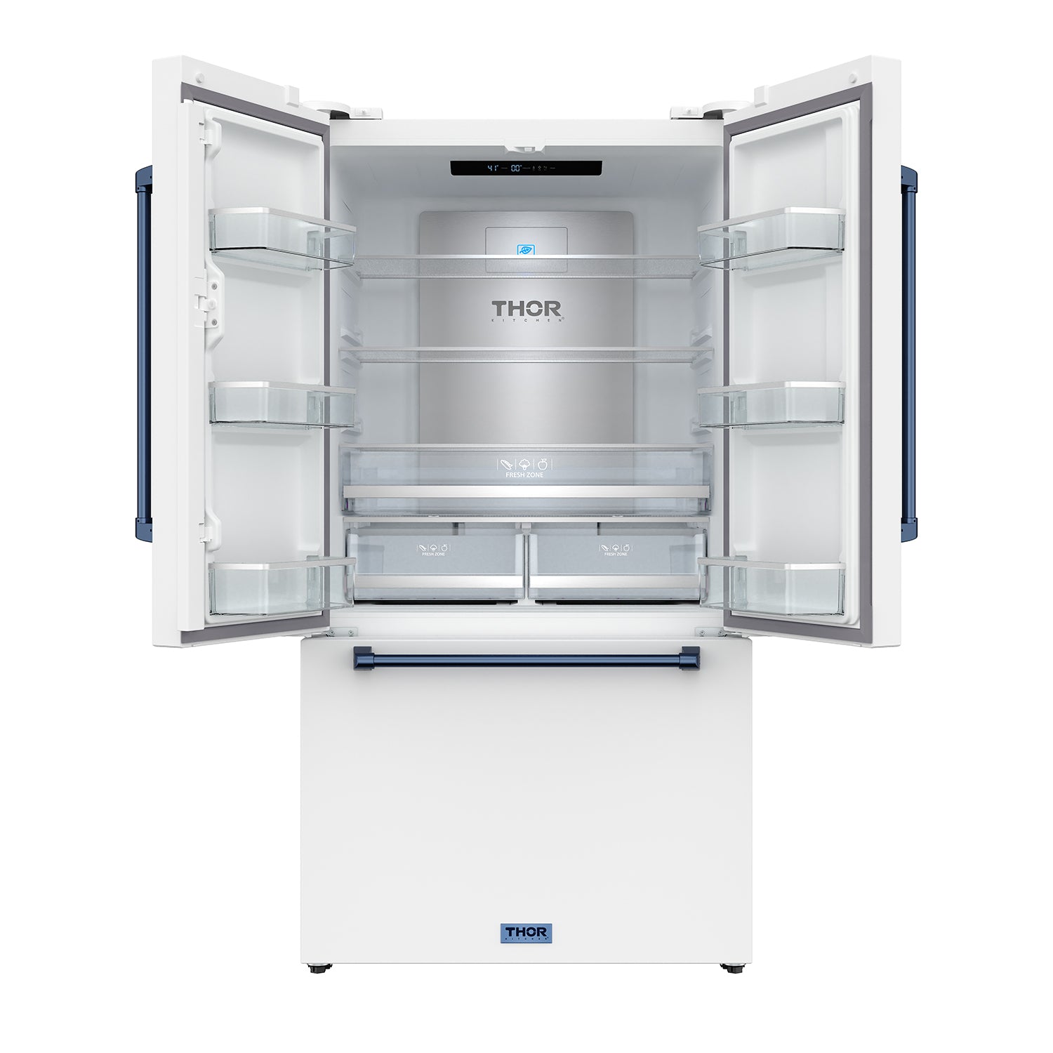 36 Inch French Door Counter Depth Refrigerator with Ice Maker – White/Blue | Gordon Ramsay Series
