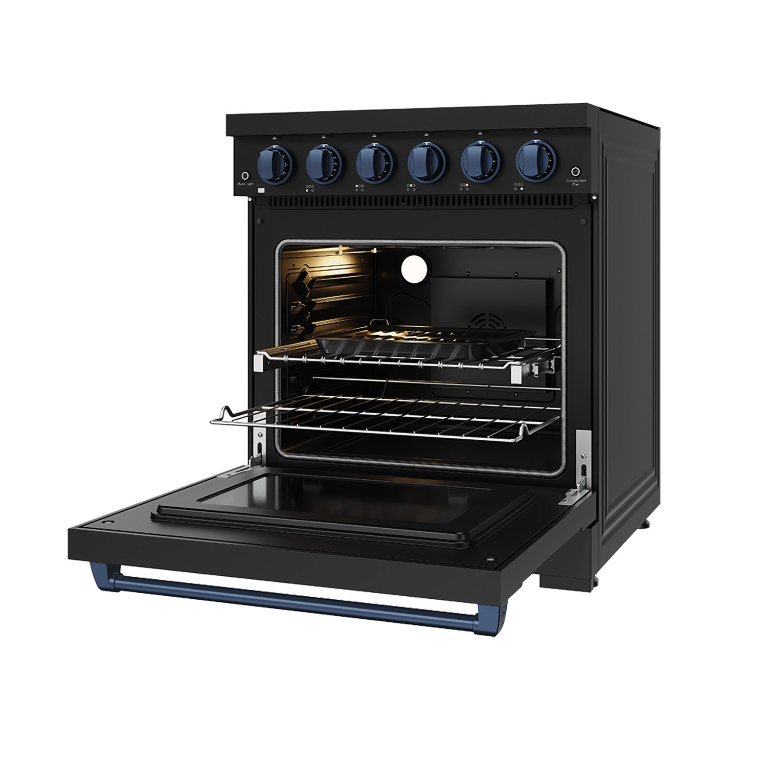 30 Inch Professional Electric Range with Precision Knob Control in Black and Blue | Gordon Ramsay Series