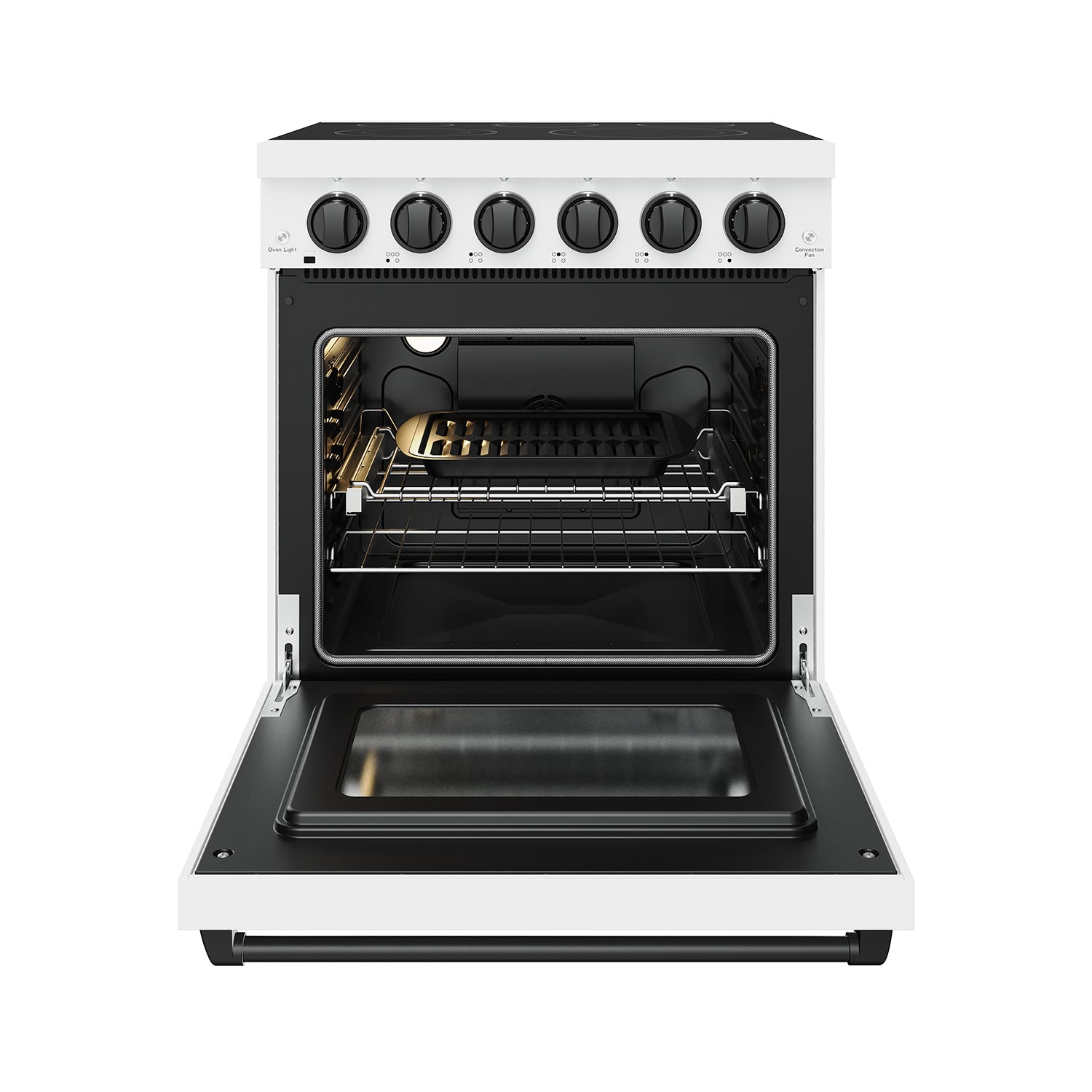 30 Inch Professional Electric Range with Precision Knob Control in White/Black | Gordon Ramsay Series