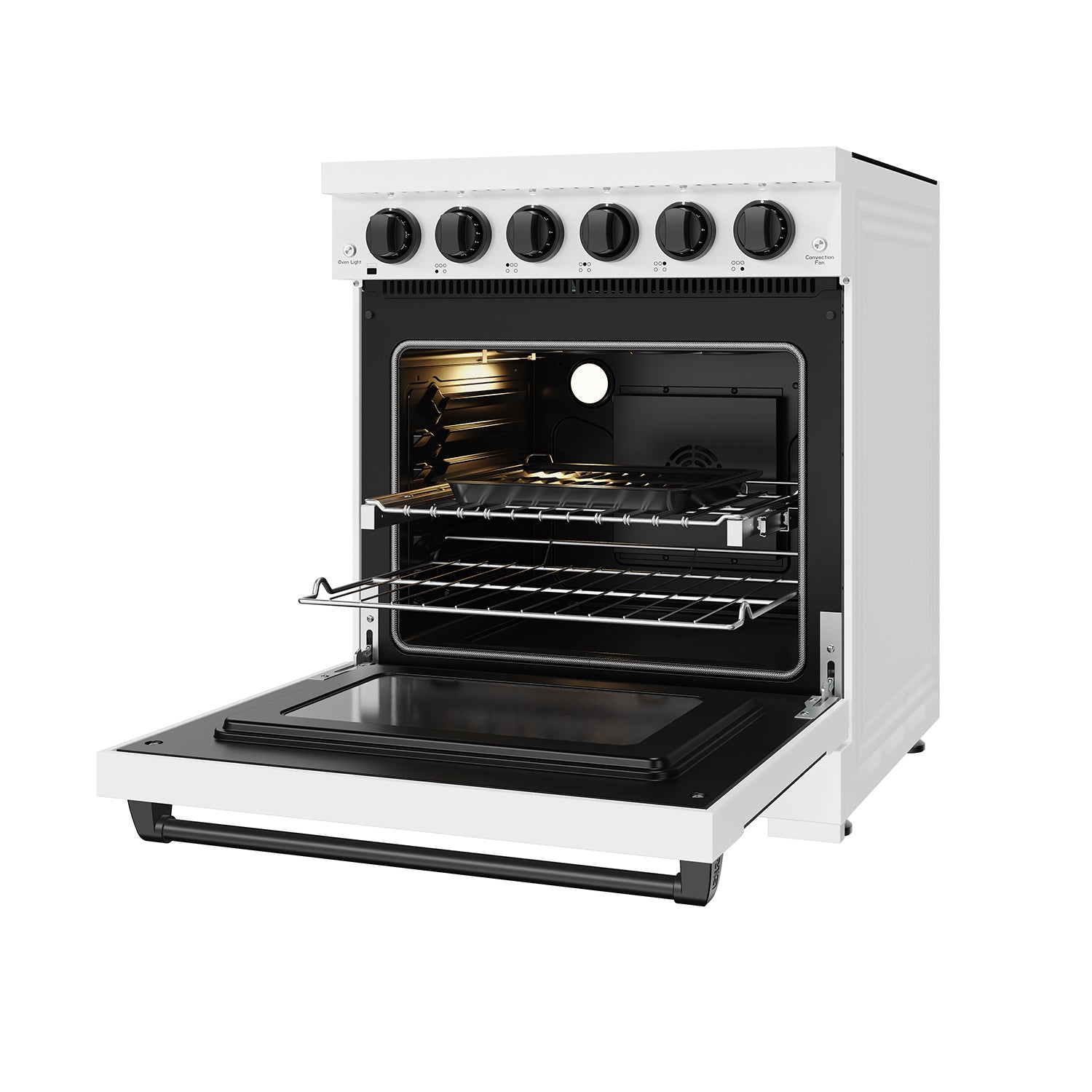 30 Inch Professional Electric Range with Precision Knob Control in White/Black | Gordon Ramsay Series
