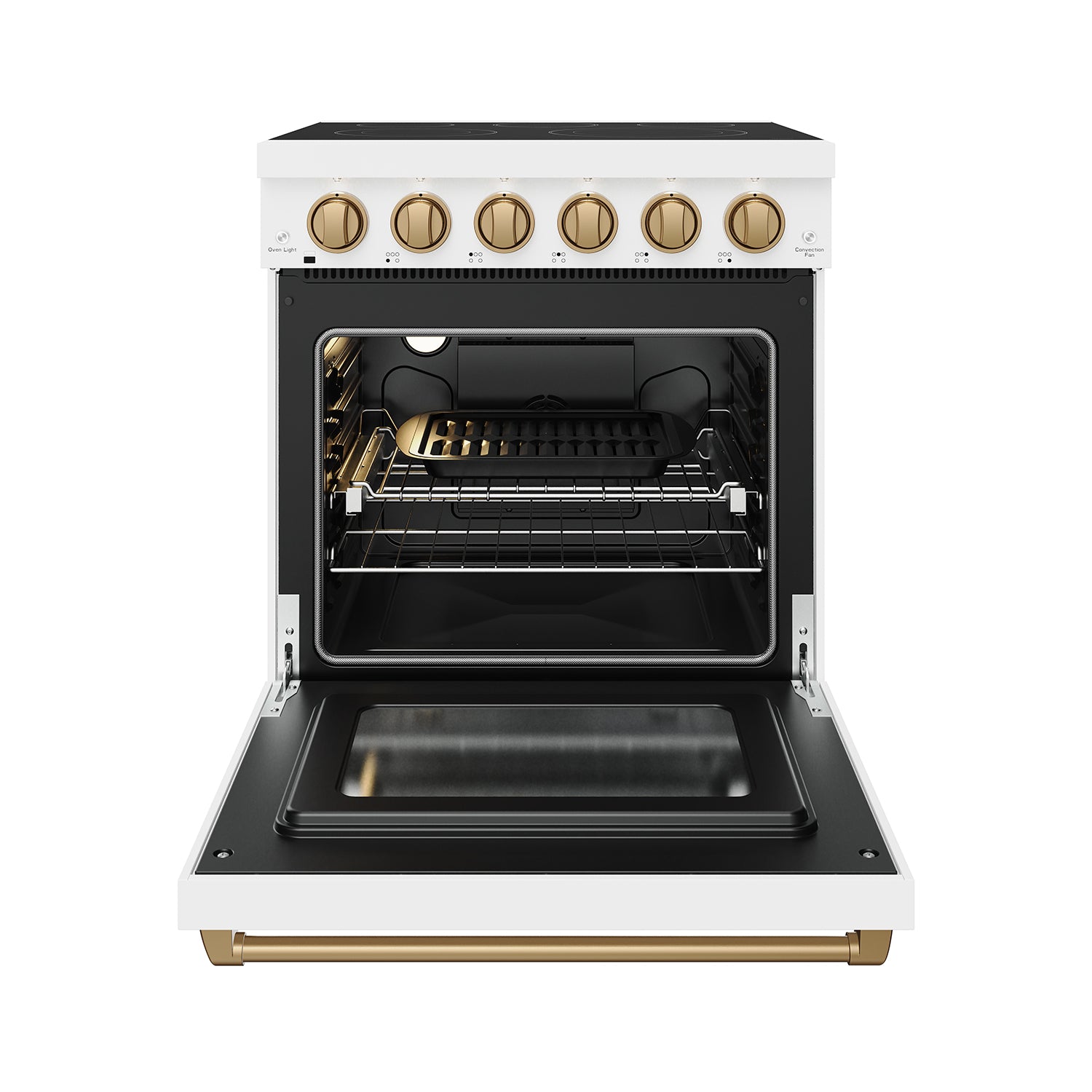 30 Inch Professional Electric Range with Precision Knob Control in White/Bronze | Gordon Ramsay Series