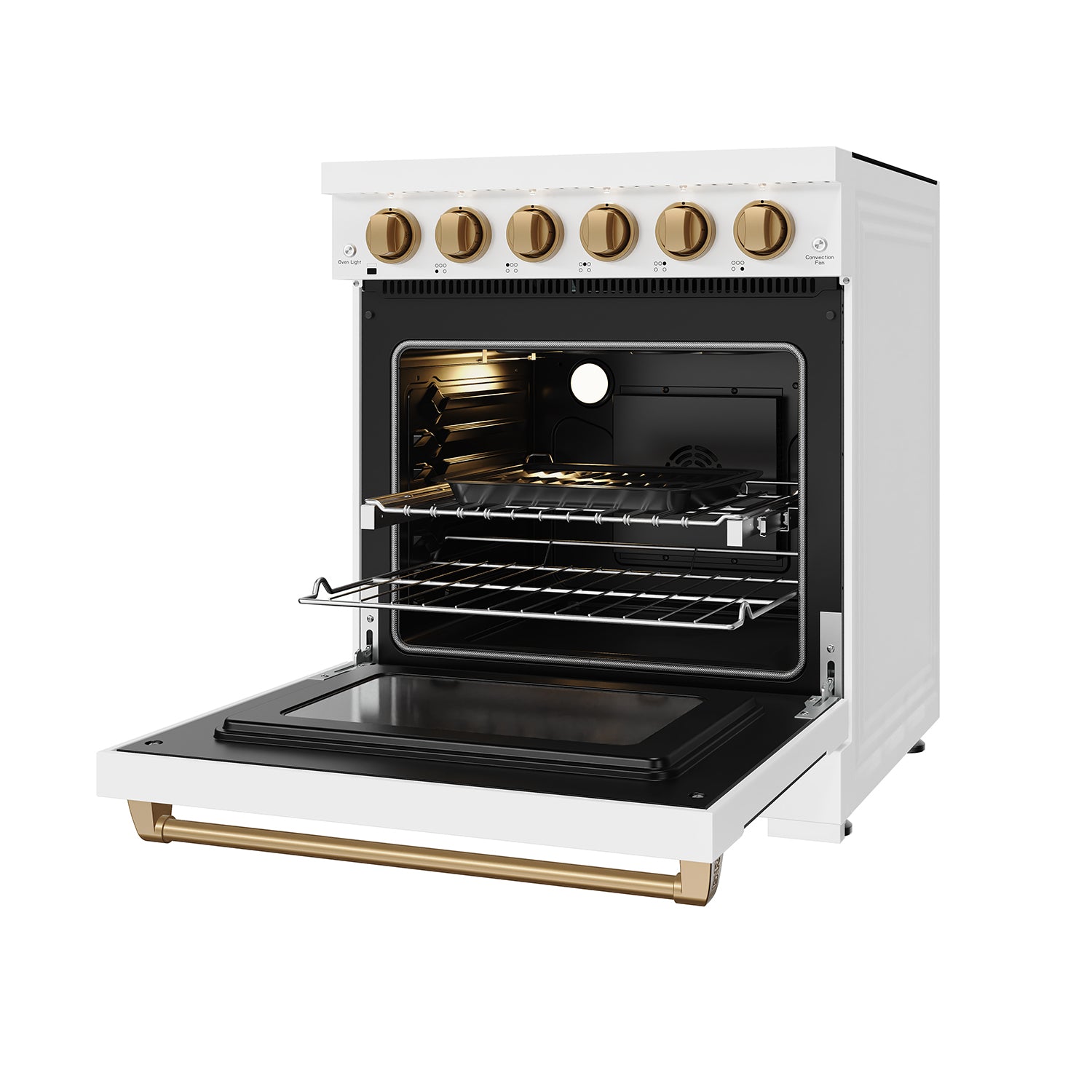 30 Inch Professional Electric Range with Precision Knob Control in White/Bronze | Gordon Ramsay Series
