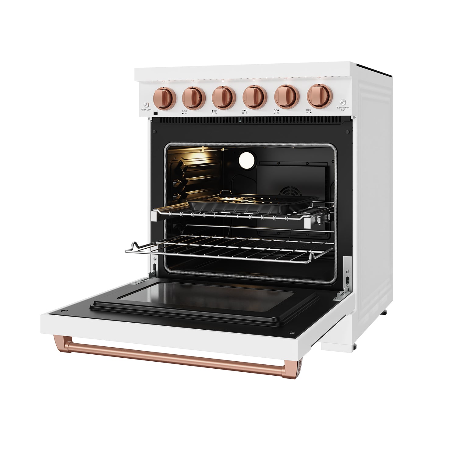 30 Inch Professional Electric Range with Precision Knob Control in White/Rose Gold | Gordon Ramsay Series