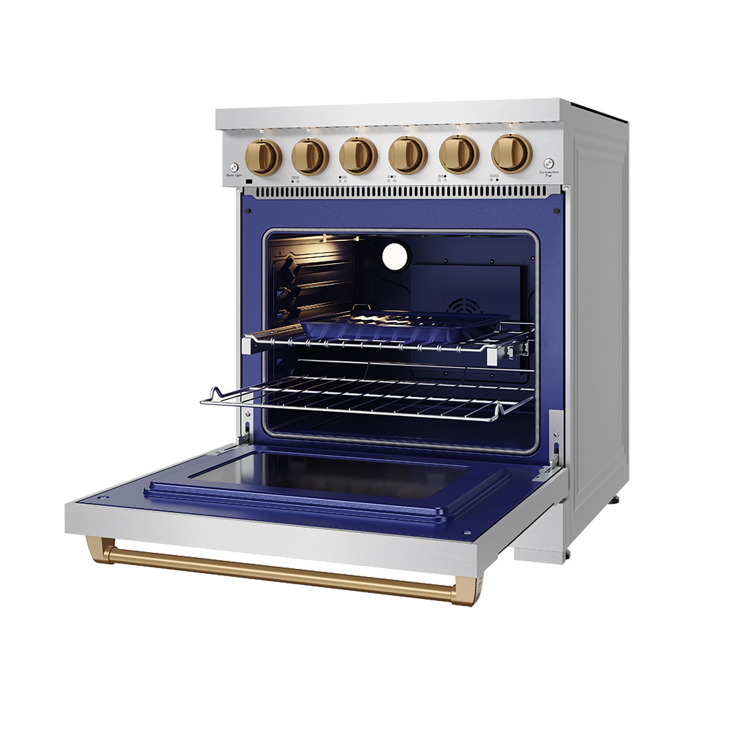 30 Inch Professional Electric Range with Precision Knob Control in Stainless Steel and Bronze | Gordon Ramsay Series