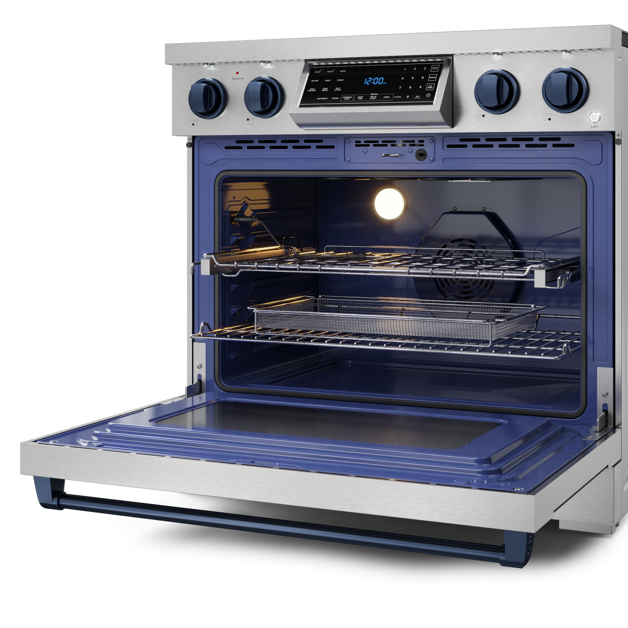 36 Inch Professional Electric Range with Tilt Panel Touch Control in Stainless Steel/Navy Blue | Gordon Ramsay Series