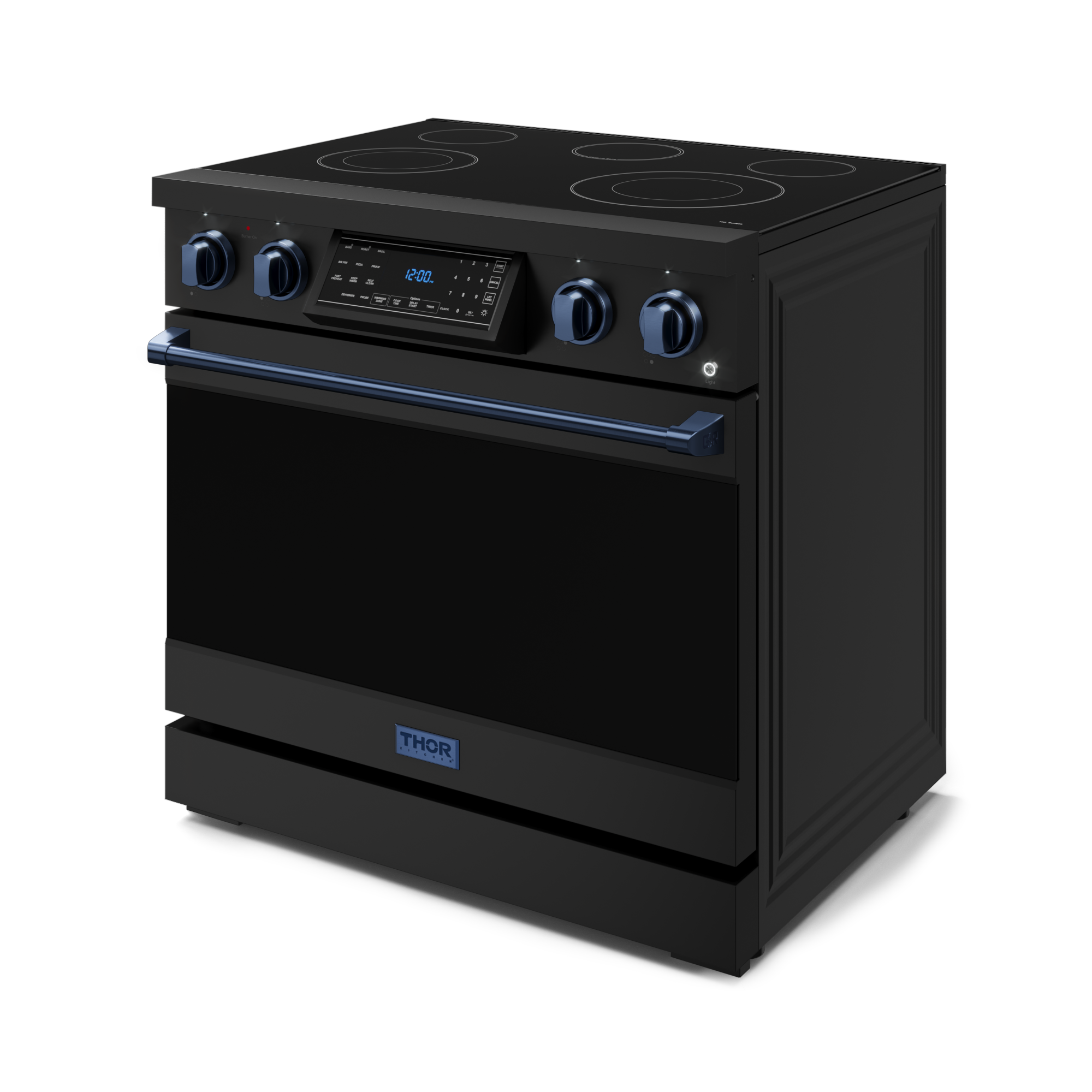 36 Inch Professional Electric Range with Tilt Panel Touch Control in Black/Navy Blue | Gordon Ramsay Series