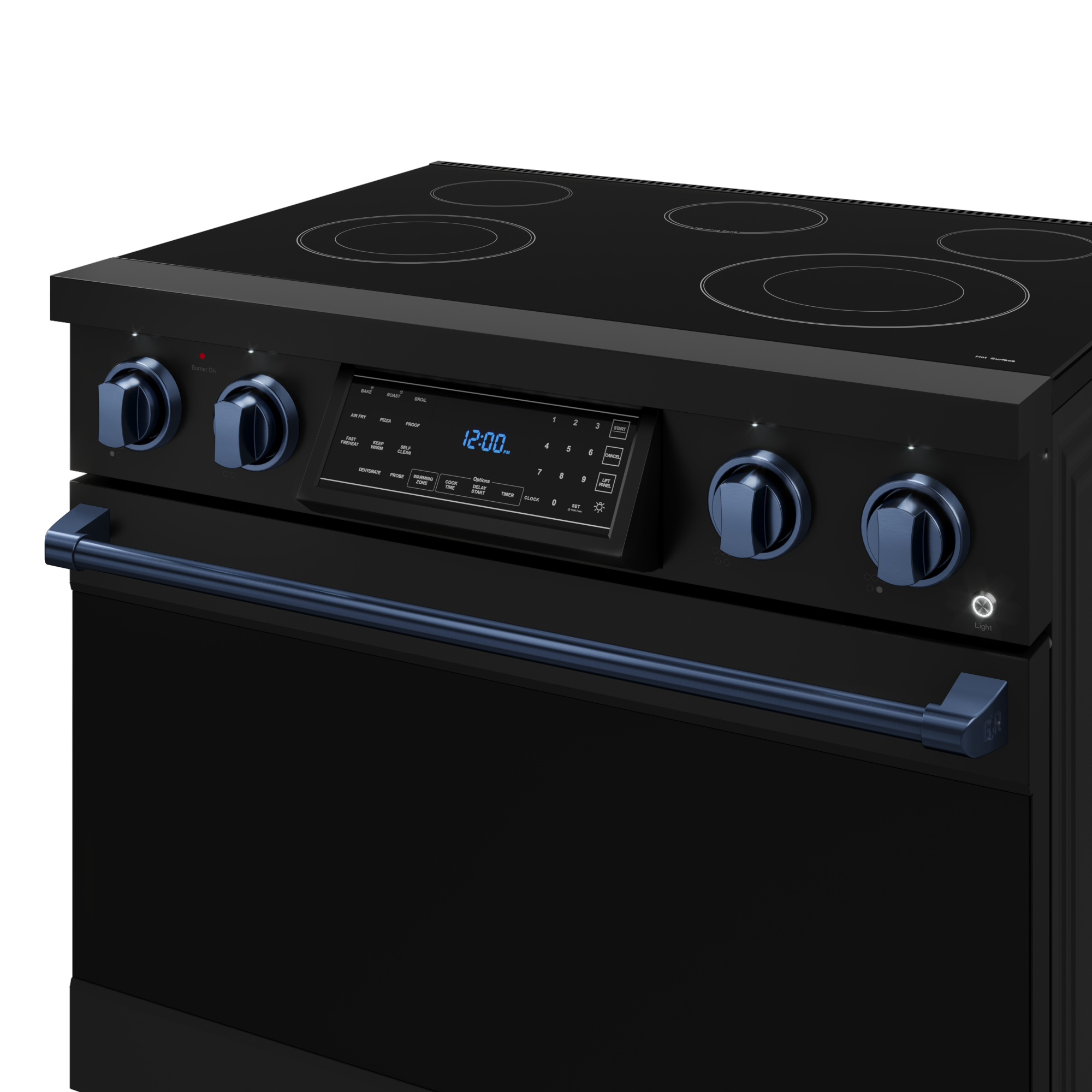 36 Inch Professional Electric Range with Tilt Panel Touch Control in Black/Navy Blue | Gordon Ramsay Series