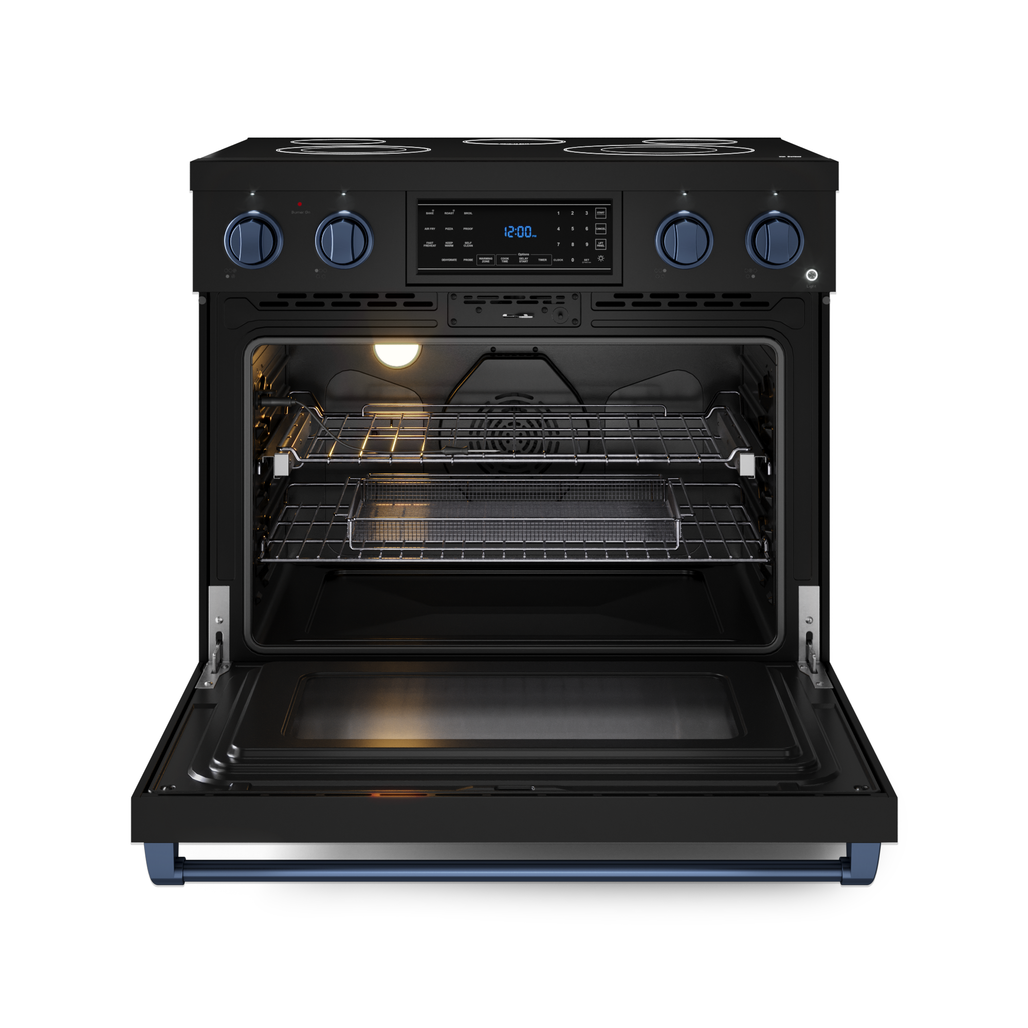 36 Inch Professional Electric Range with Tilt Panel Touch Control in Black/Navy Blue | Gordon Ramsay Series
