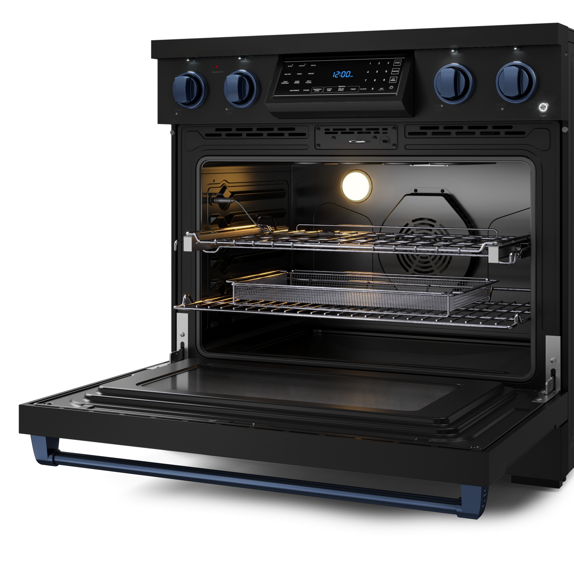36 Inch Professional Electric Range with Tilt Panel Touch Control in Black/Navy Blue | Gordon Ramsay Series