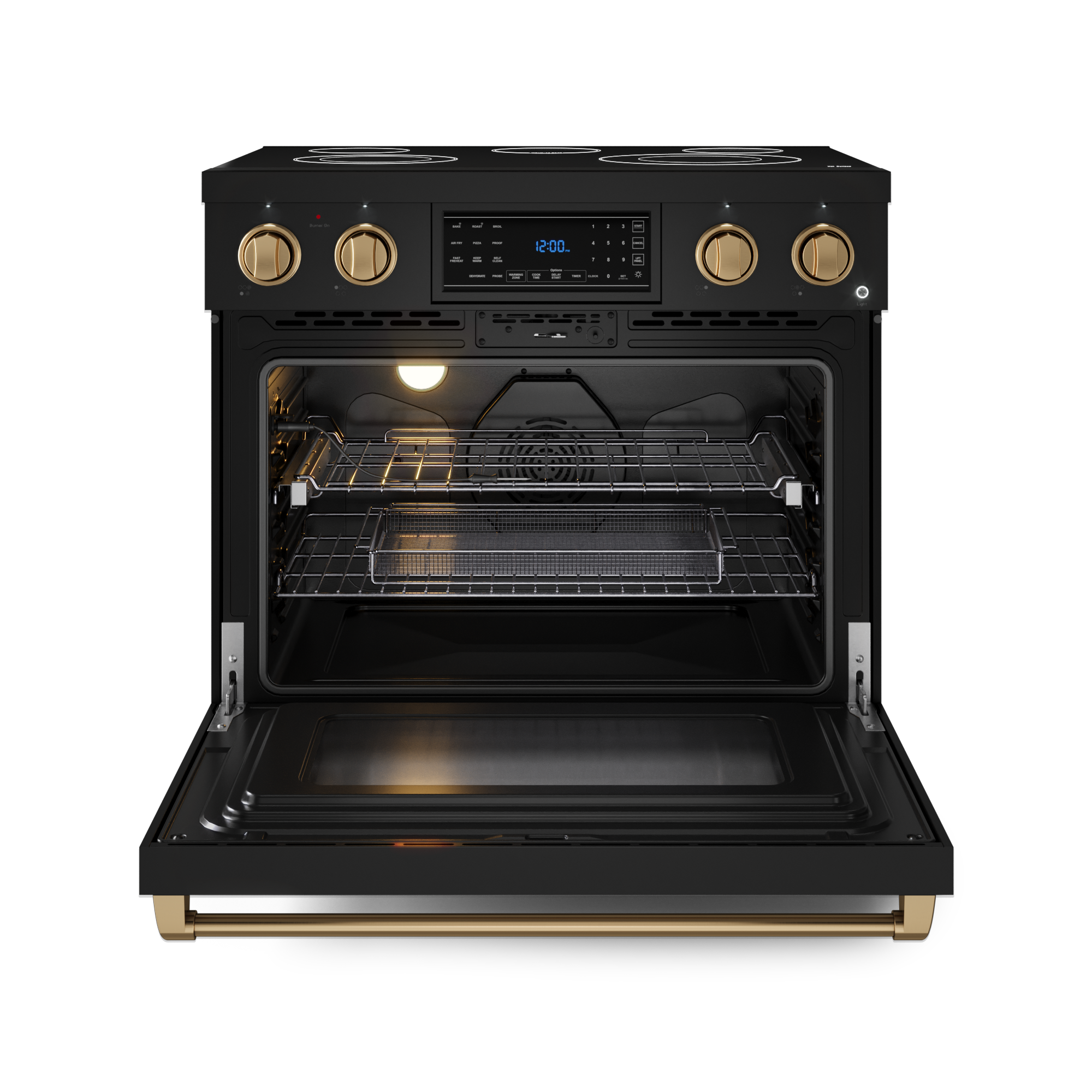 36 Inch Professional Electric Range with Tilt Panel Touch Control in Black/Bronze | Gordon Ramsay Series