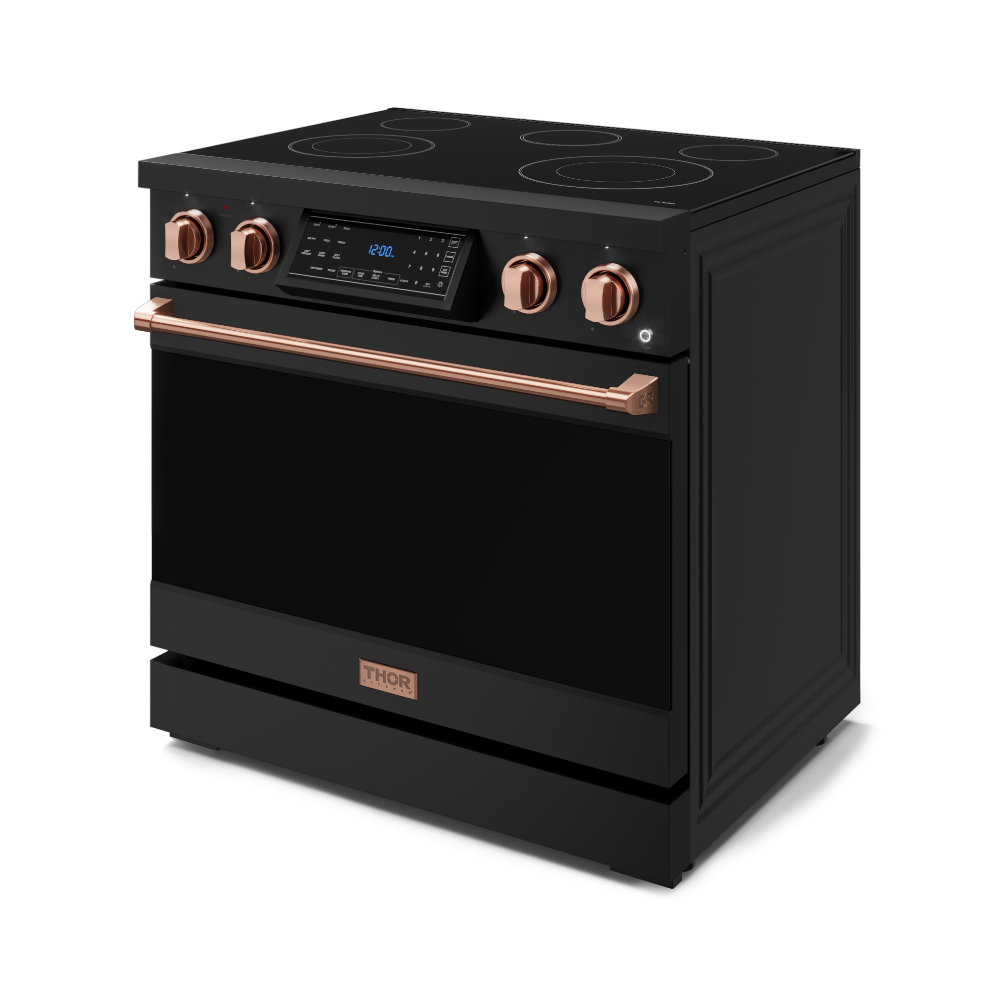 36 Inch Professional Electric Range with Tilt Panel Touch Control in Black/Rose Gold | Gordon Ramsay Series