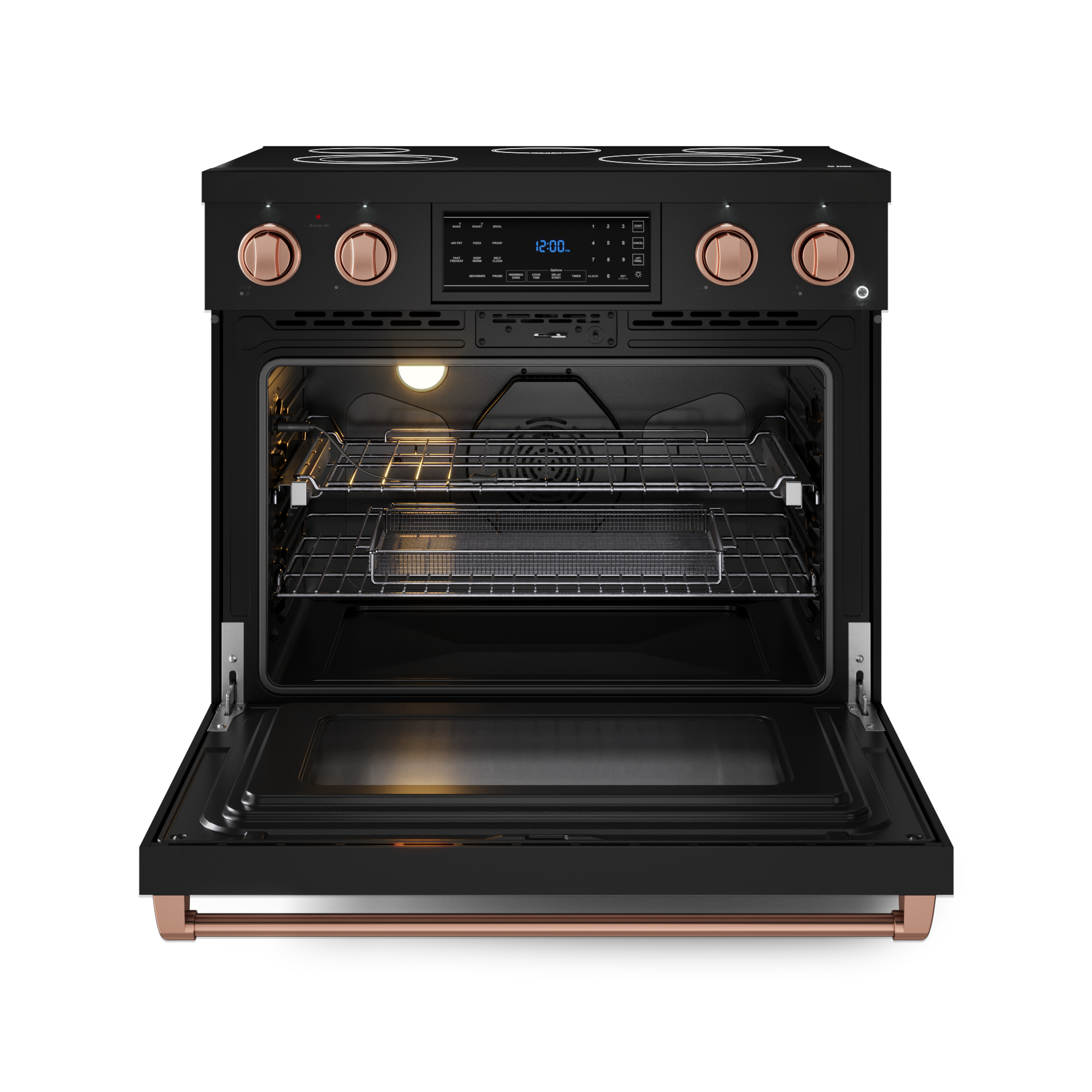 36 Inch Professional Electric Range with Tilt Panel Touch Control in Black/Rose Gold | Gordon Ramsay Series