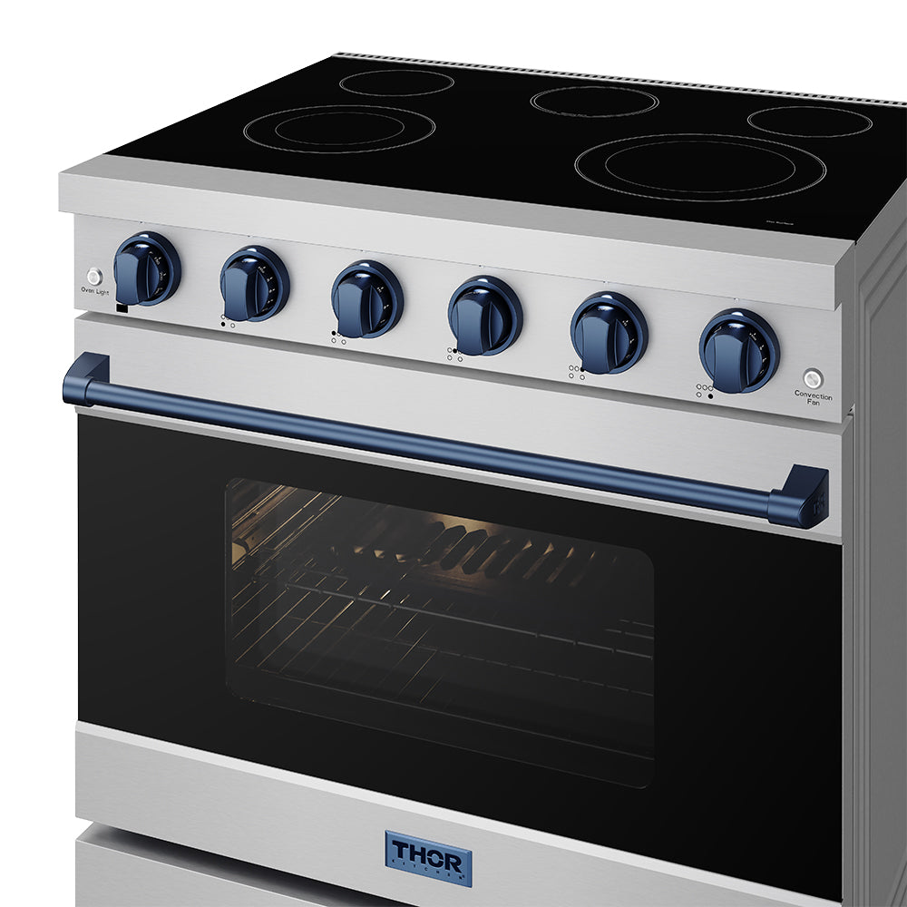 36 Inch Professional Electric Range in Stainless Steel/Blue | Gordon Ramsay Series